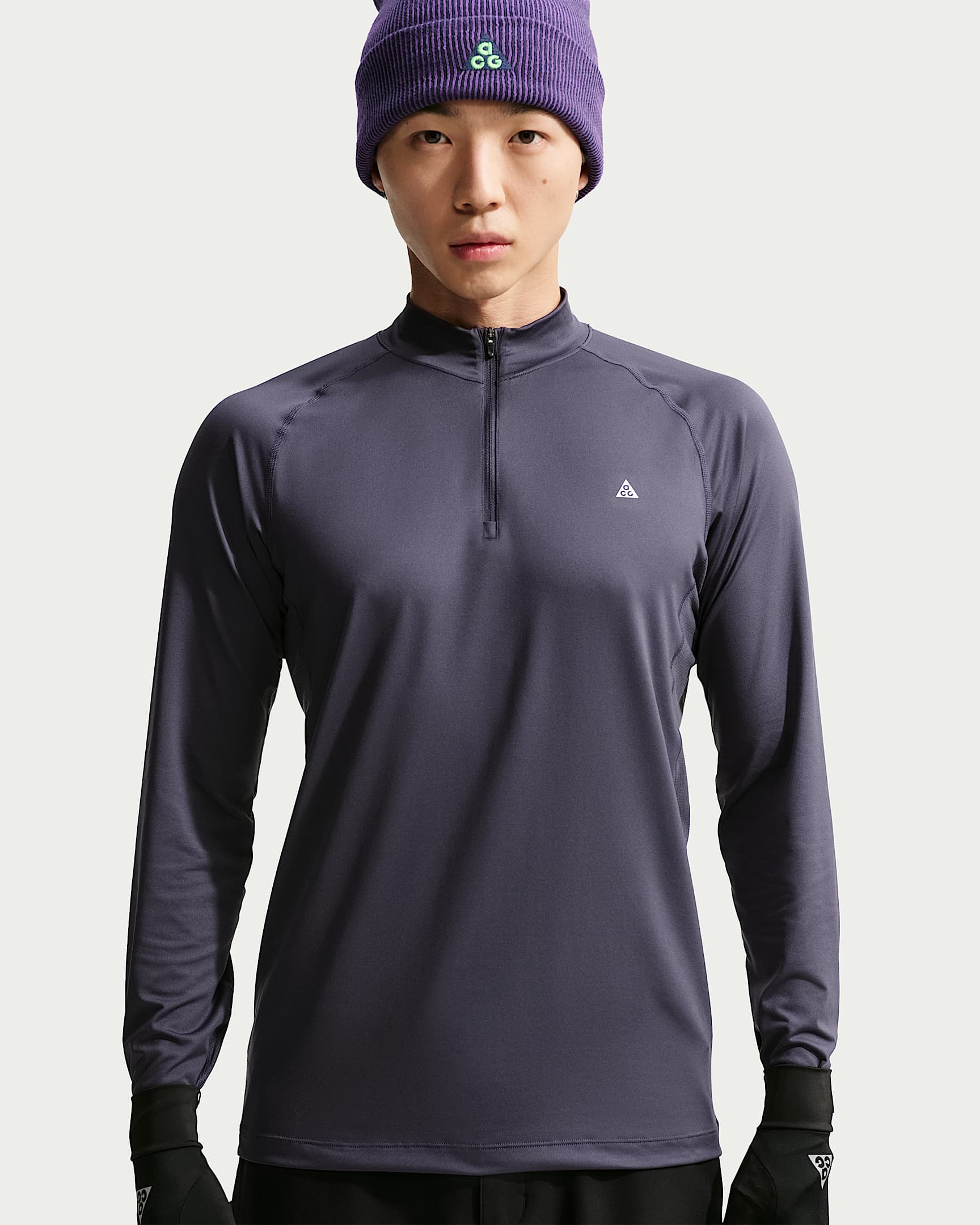 ACG Wildsee Dri-FIT 男子 1/4 拉链开襟速干长袖徒步上衣 - 铁架黑/山峰白