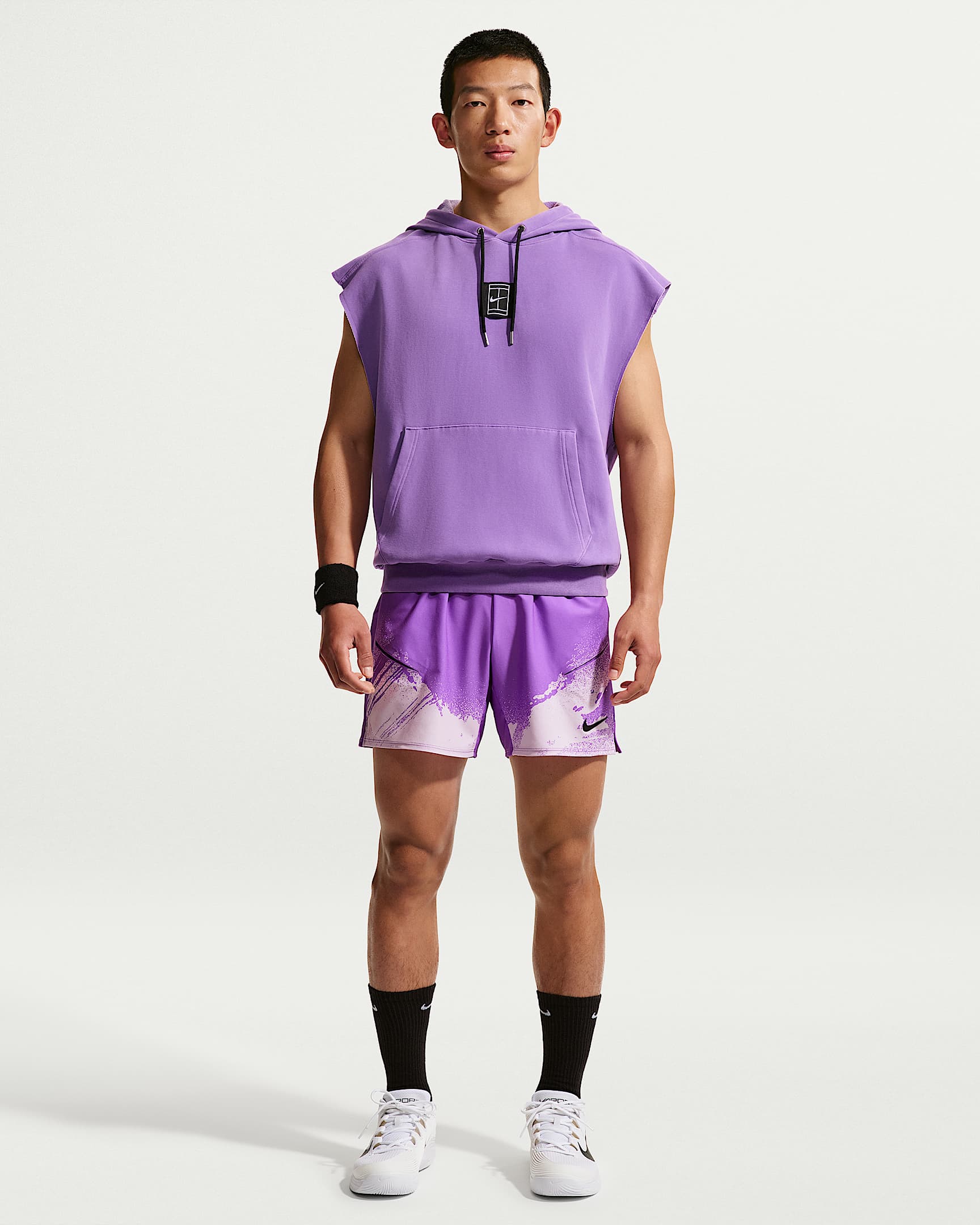 NikeCourt Slam Dri-FIT 扬尼克·辛纳同款男子速干网球短裤 - 亮紫罗兰/薄雾紫/黑
