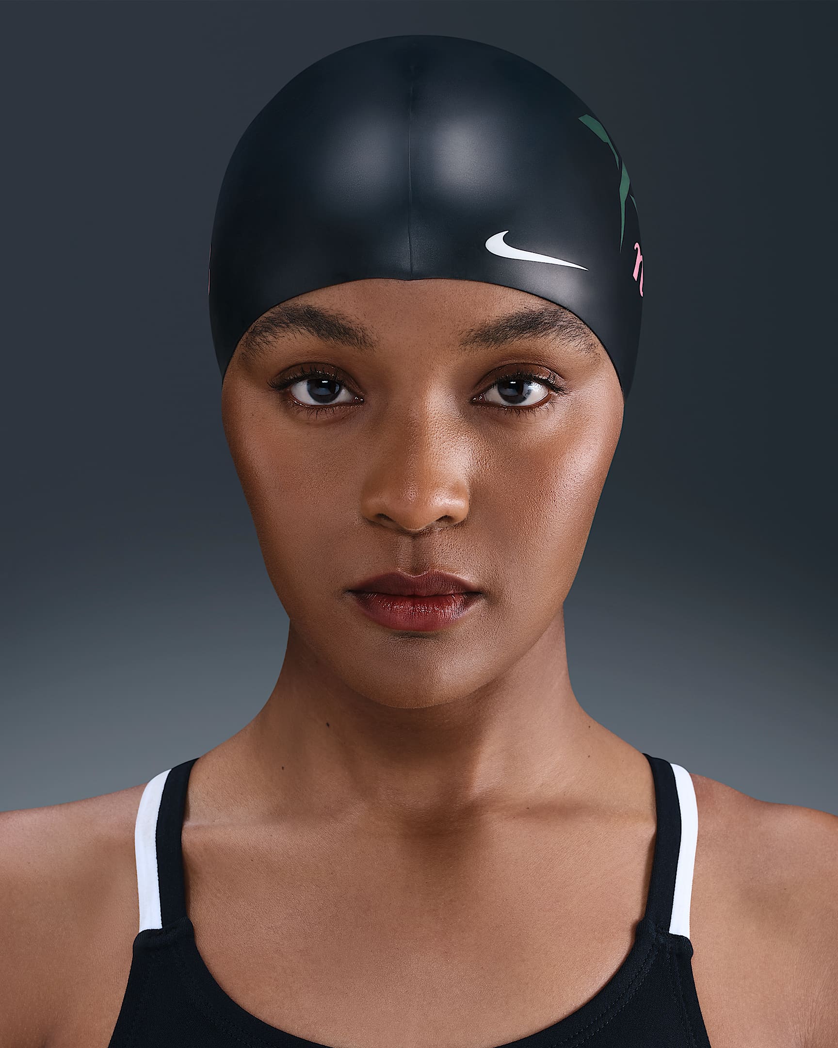 Nike Swim 硅胶泳帽 - 黑/白色/霞光粉/白色