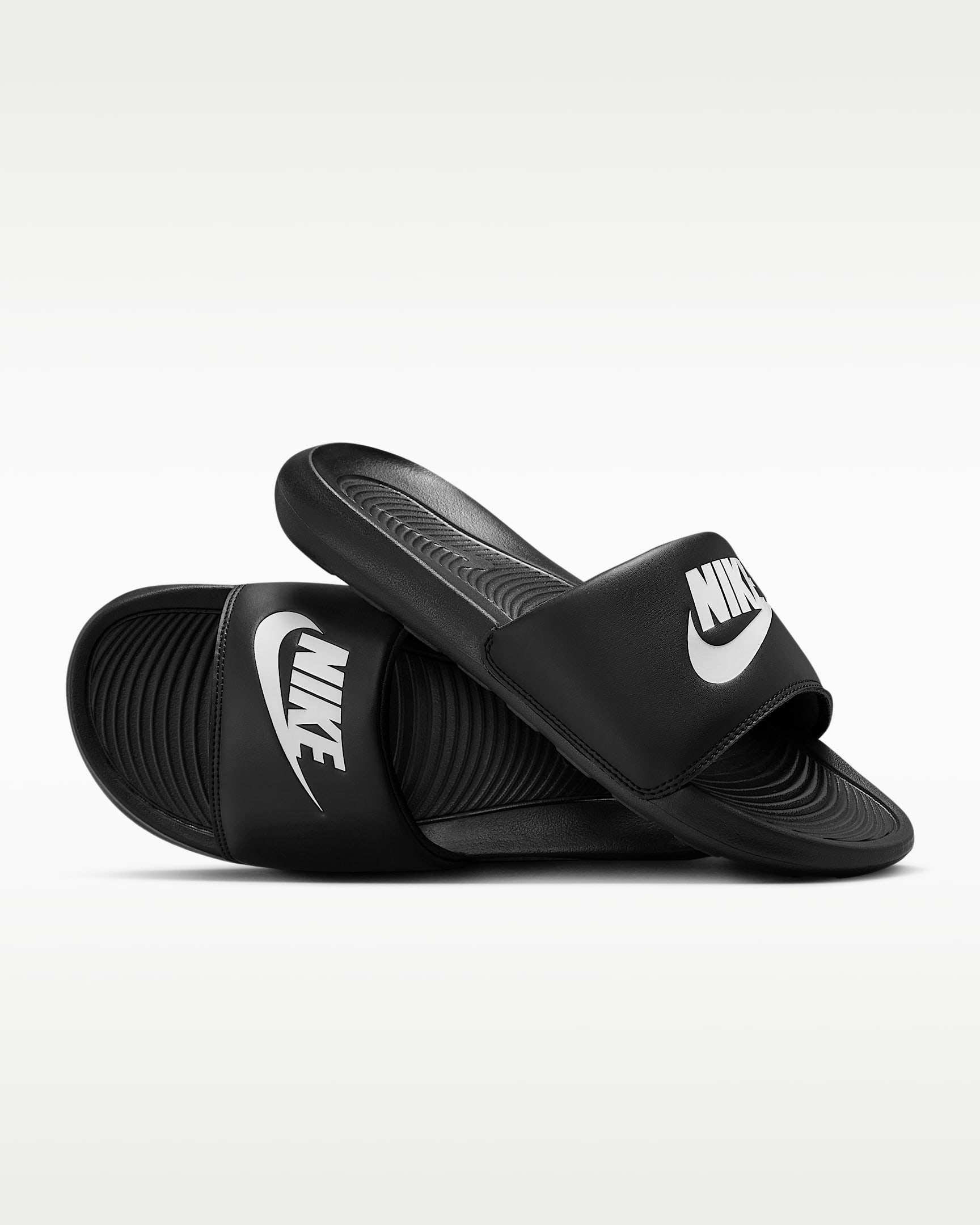 Nike Victori One 男子拖鞋 - 黑/黑/白色