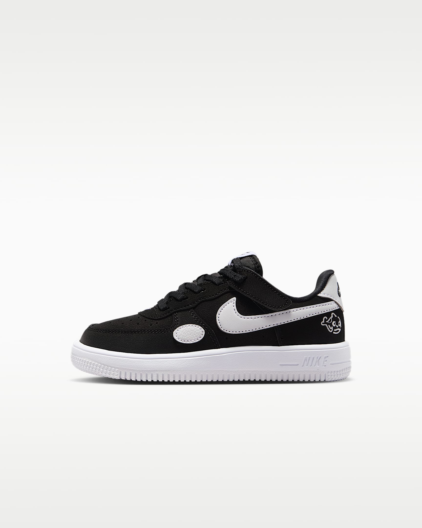 Nike Force 1 Low EasyOn 幼童运动鞋 - 黑/白色