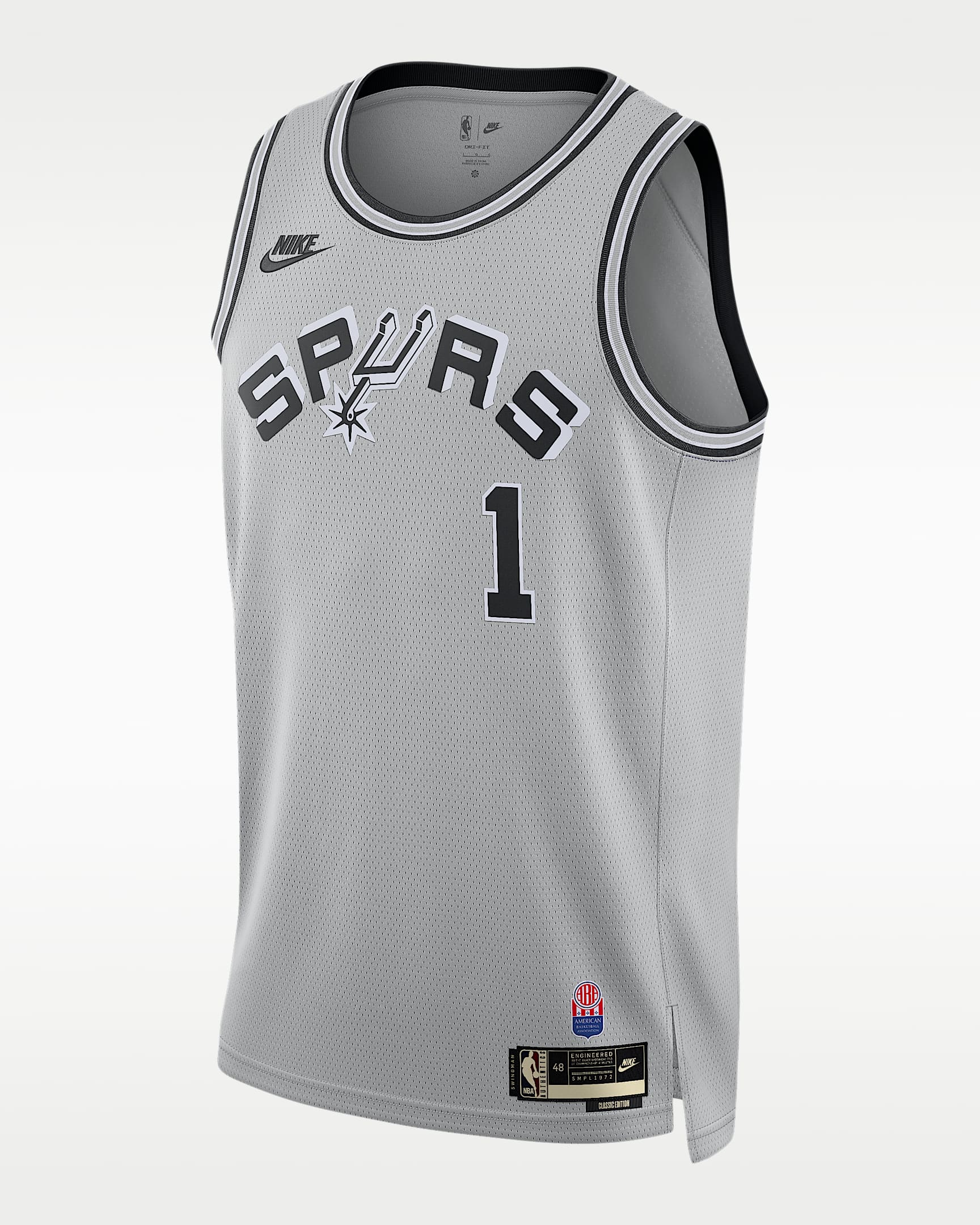 圣安东尼奥马刺队 Hardwood Classics Nike Dri-FIT NBA Swingman Jersey 男子速干球衣 - 银