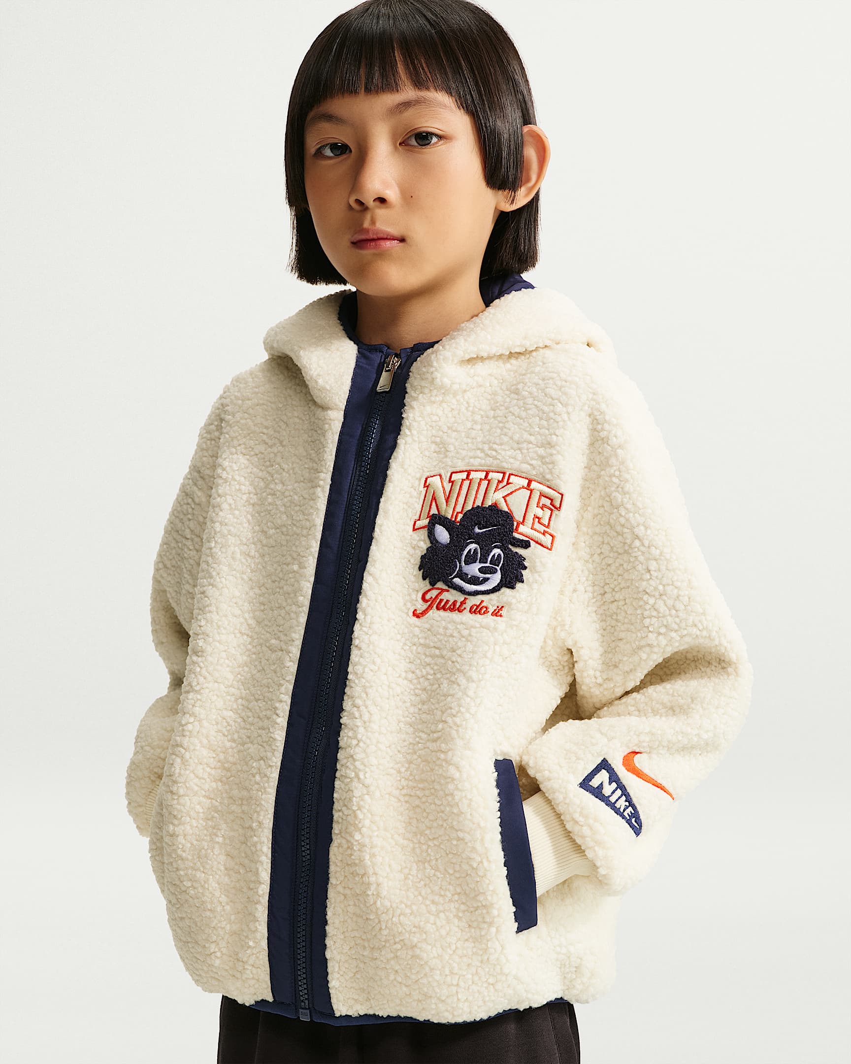 Nike 幼童仿羊羔绒夹克 - 椰奶色