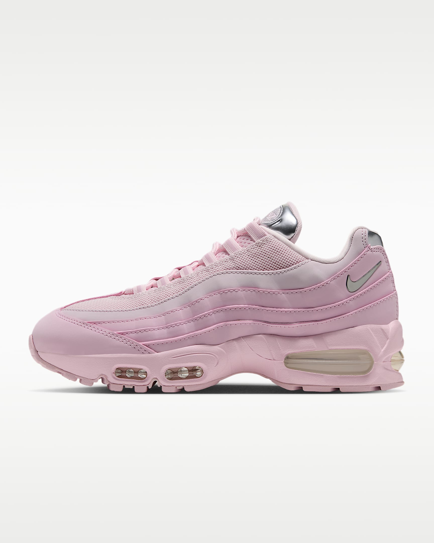 Nike Air Max 95 Big Bubble Chrome 女子运动鞋 - 泡沫粉/珍珠粉/金属银