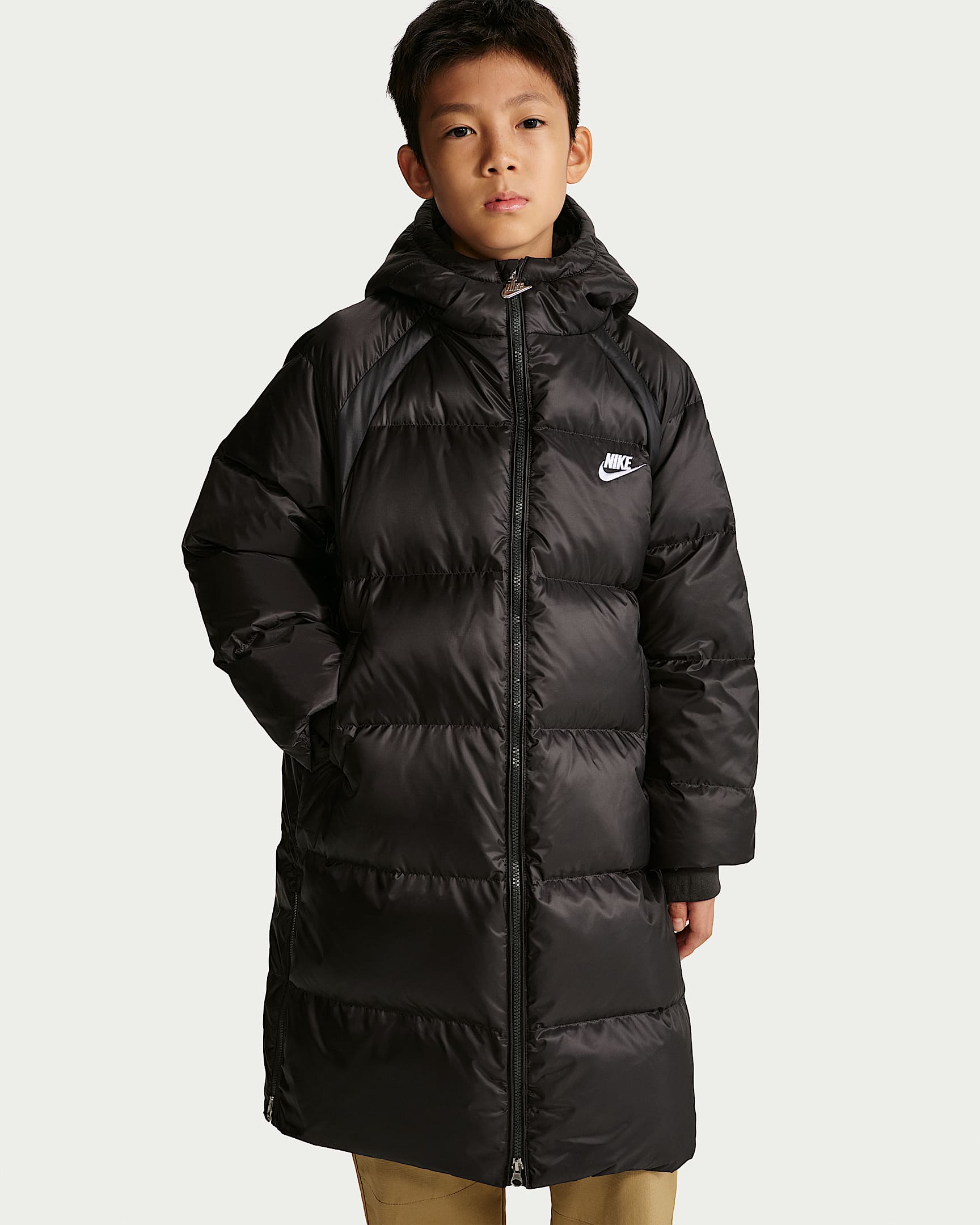 Nike 大童长款插肩羽绒夹克 - 暗烟灰
