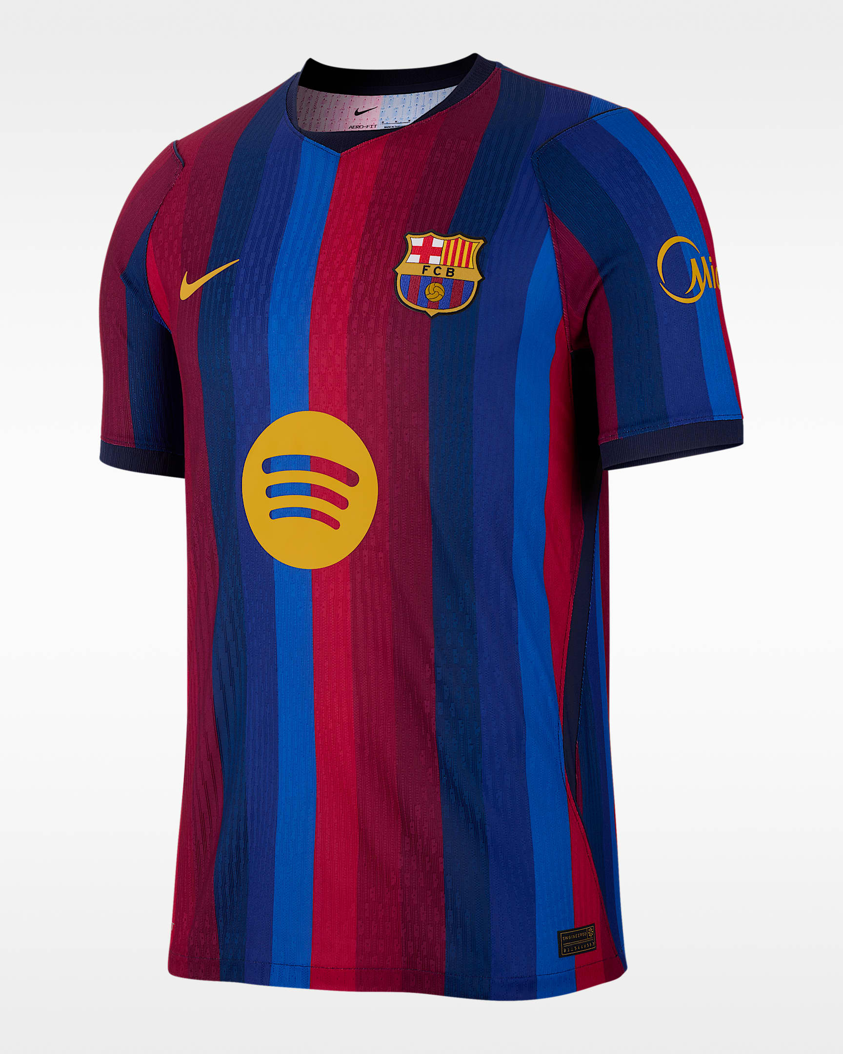 2026/27 赛季巴萨主场球员版 Nike Aero-FIT 男子短袖足球球衣 - 深石榴红/空间蓝/黑蓝/矿物黄