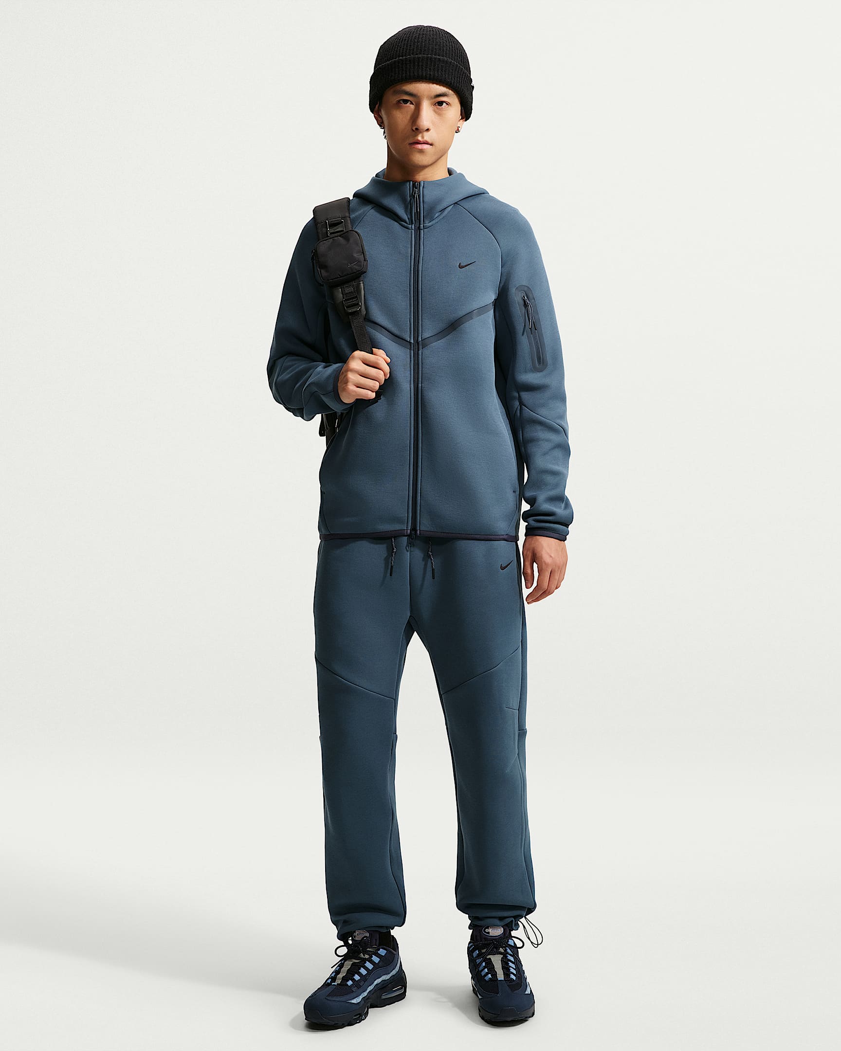 Nike Tech 男子反光装饰针织直筒长裤 - 新石板蓝/闪电蓝/黑