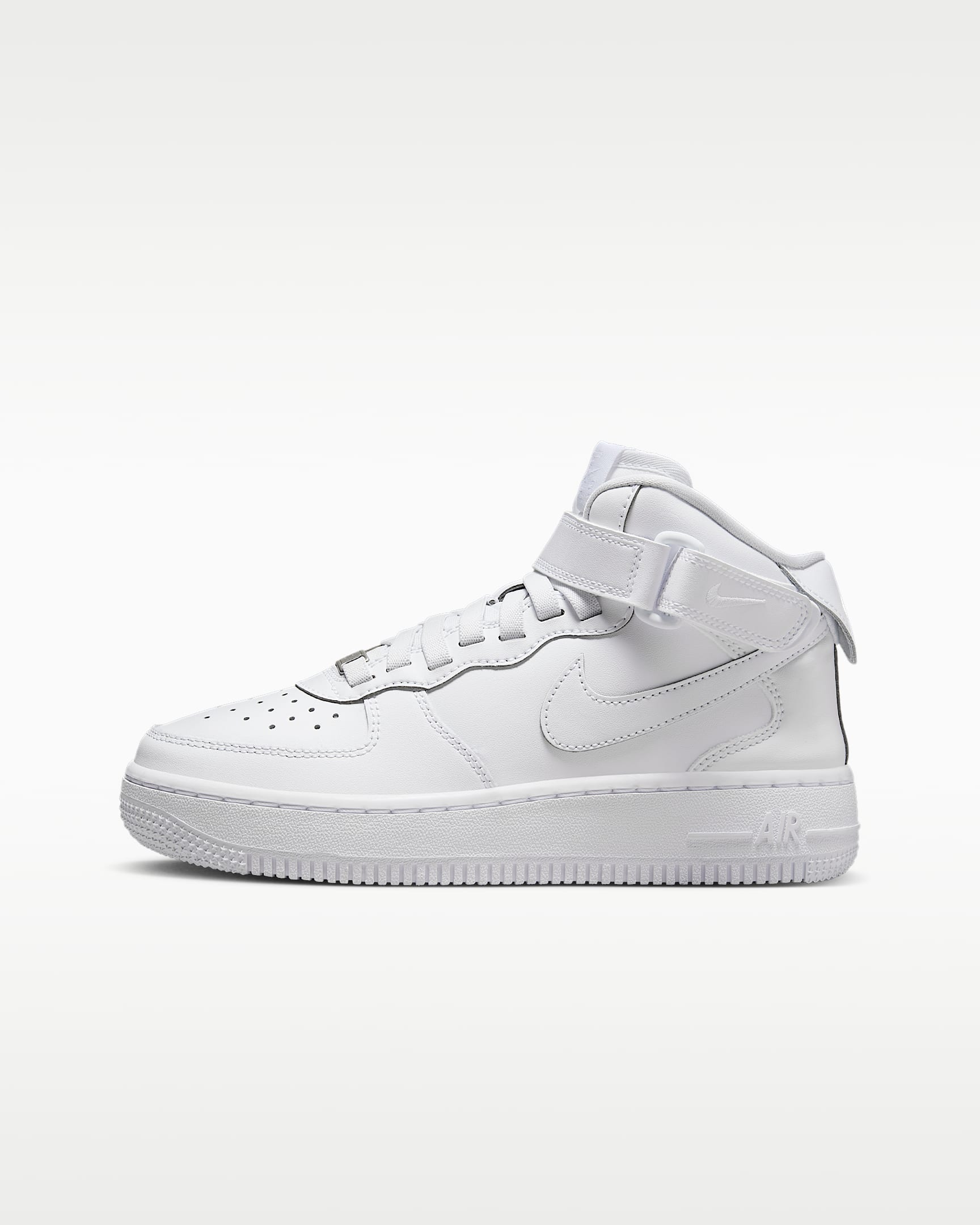 Nike Air Force 1 Mid EasyOn 大童易穿脱空军一号运动鞋 - 白色/白色/白色