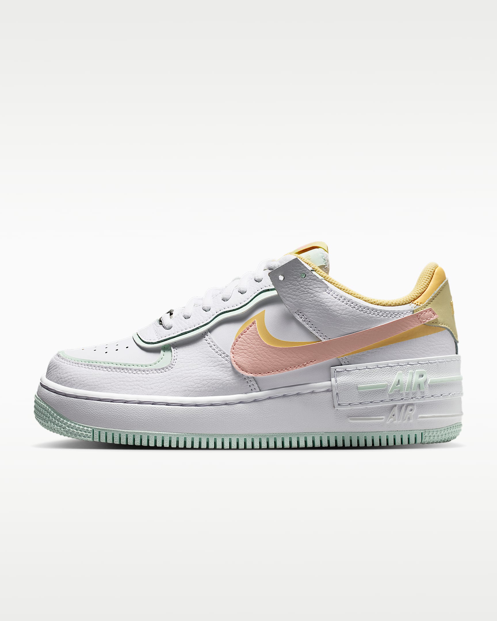 Nike Air Force 1 Shadow 女子空军一号运动鞋 - 白色/白色/微绿/橙粉