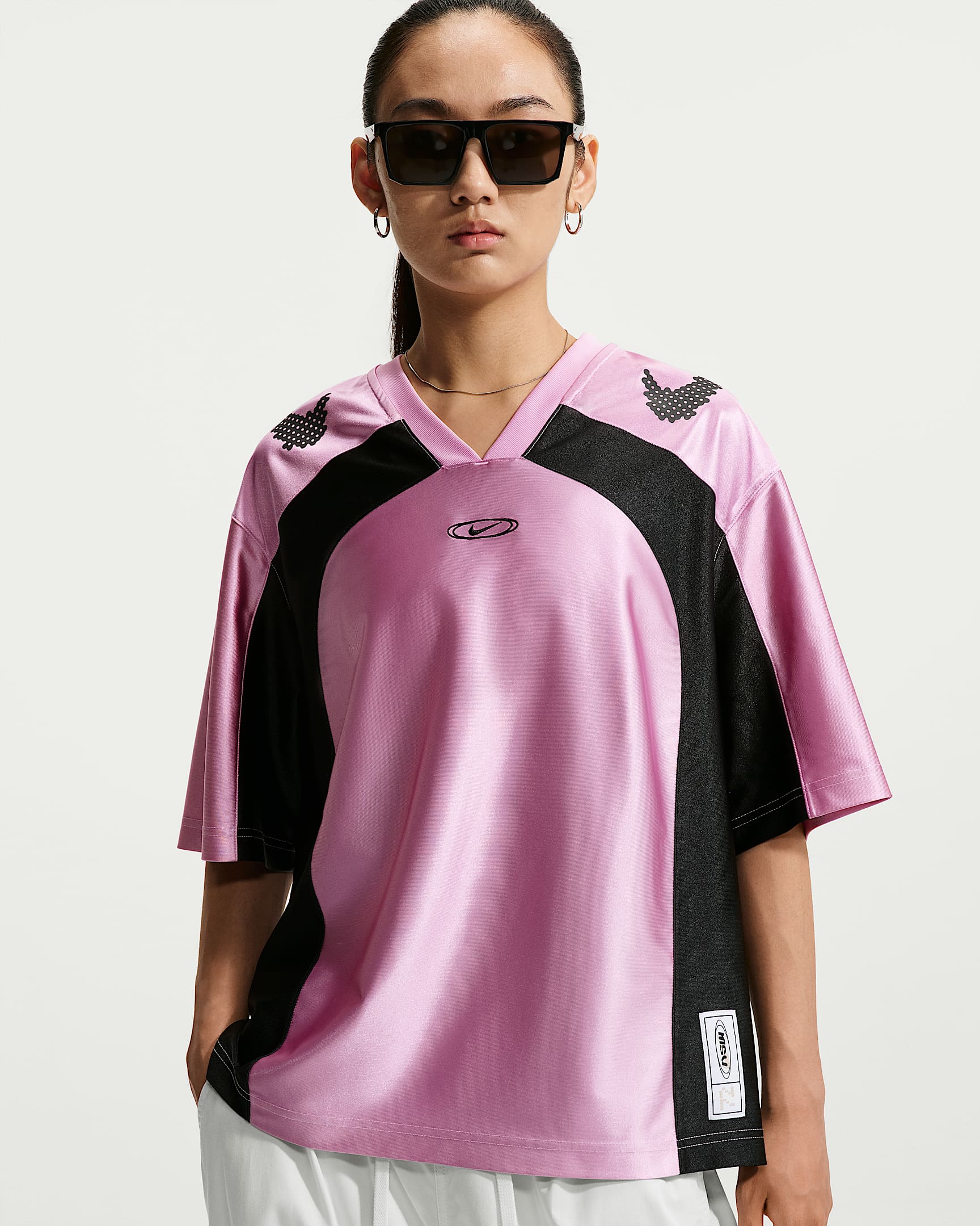 Nike Sportswear 女子 Oversize 风短袖球衣 - 上升粉/黑/上升粉/黑