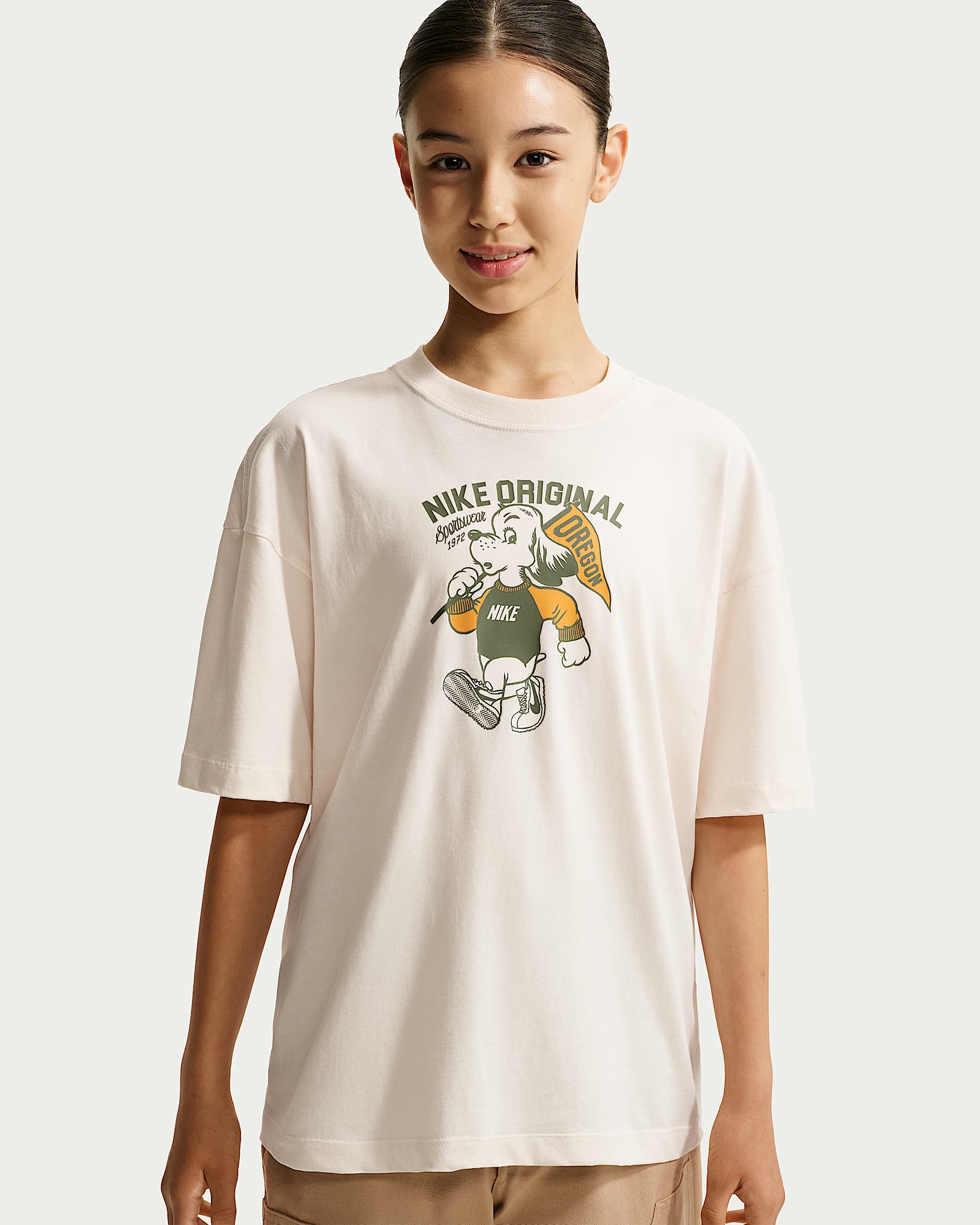 Nike Sportswear 大童(女孩)短袖T恤 - 粉白