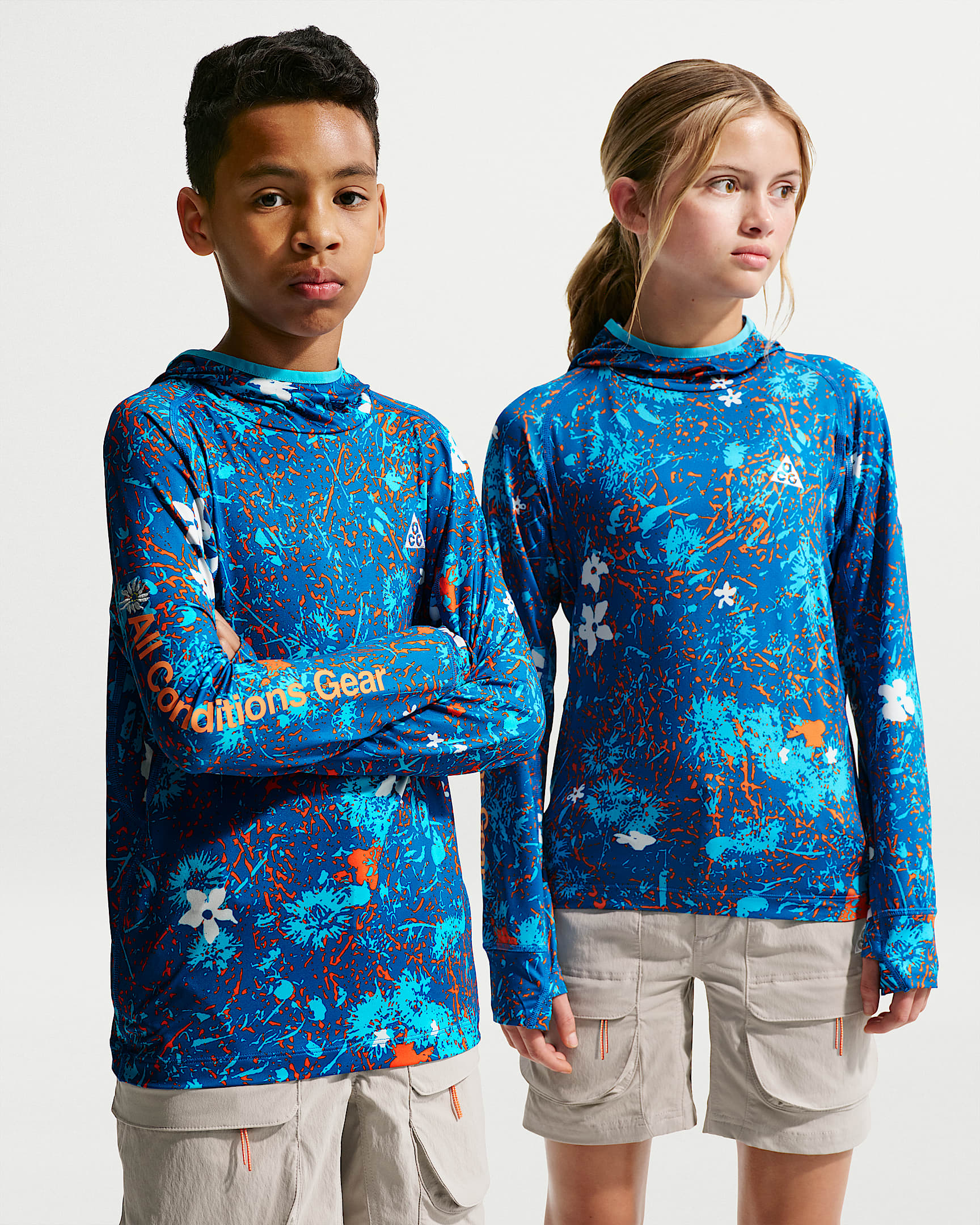 Nike ACG 大童防晒长袖上衣 - 波罗的海蓝/波罗的海蓝/山峰白