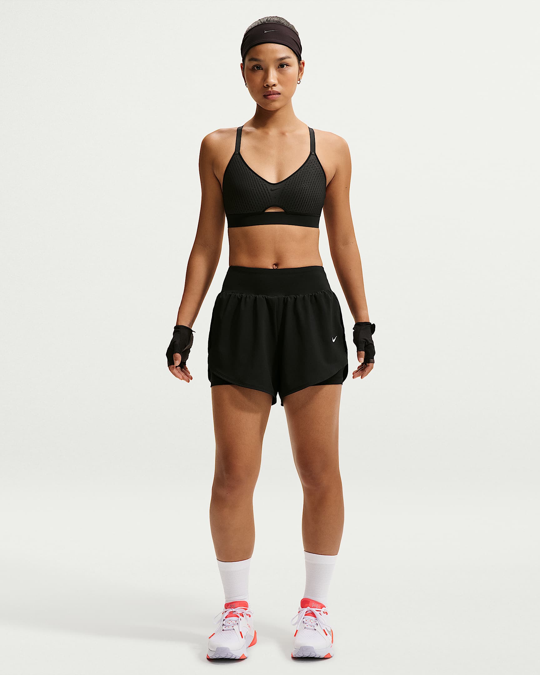 Nike Pro Sculpt Dri-FIT 女子速干高腰二合一训练短裤 - 黑/白色