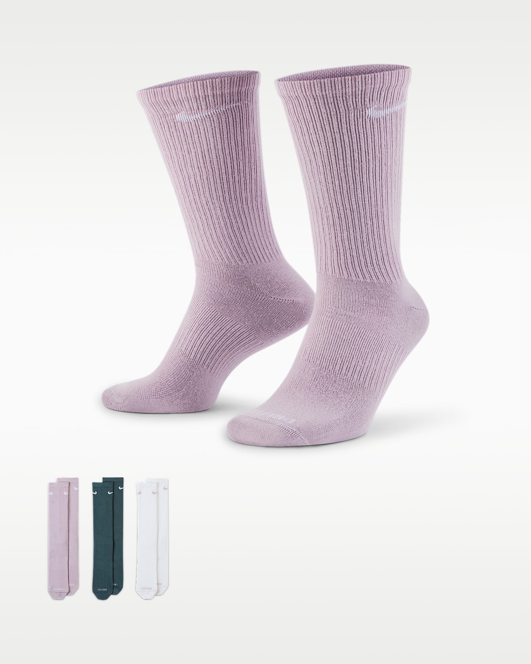 Nike Everyday Plus Lightweight 速干中筒训练袜（3 双） - 多色