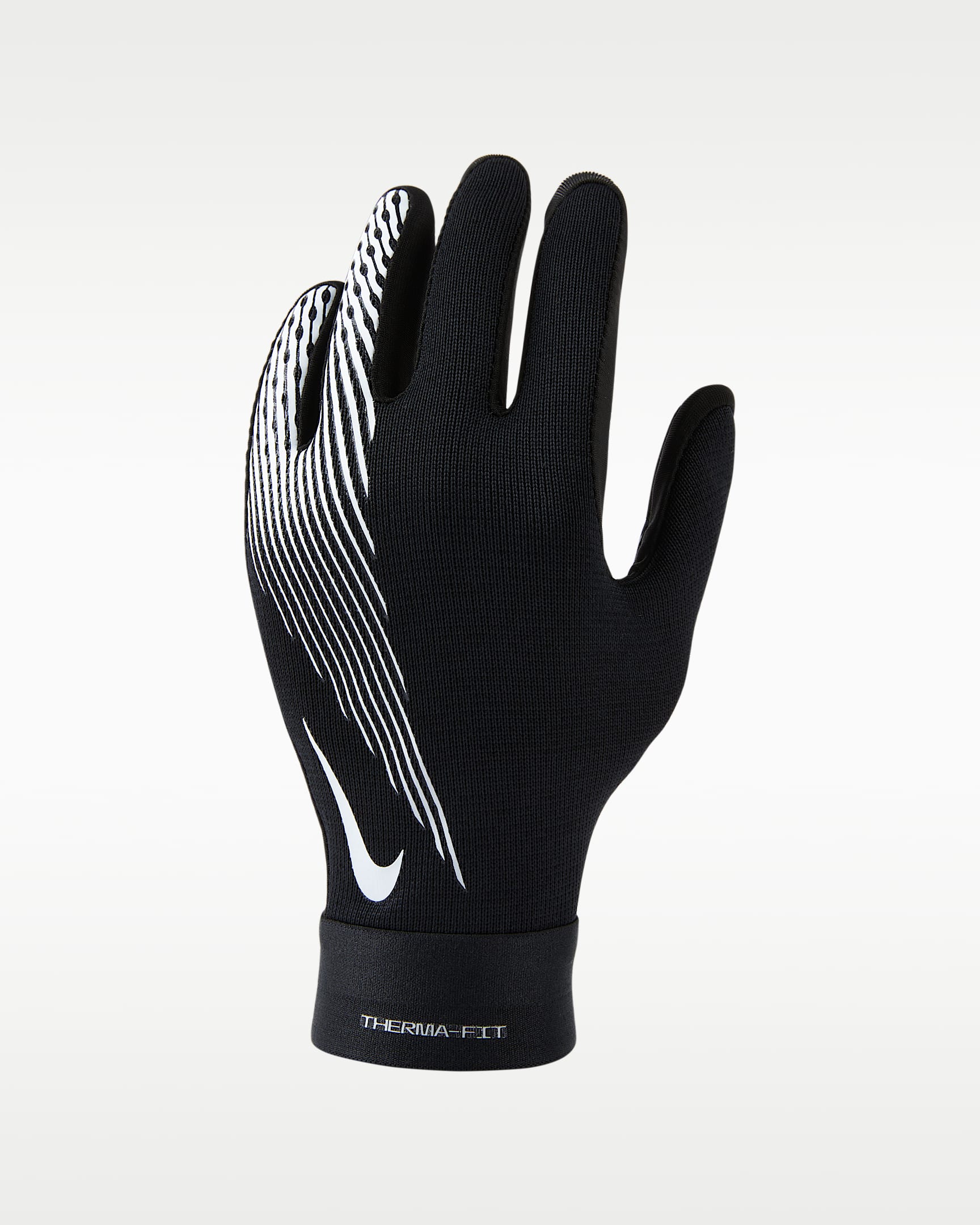 Nike Academy Therma-FIT 大童加绒足球手套（1 副） - 黑/黑/白色