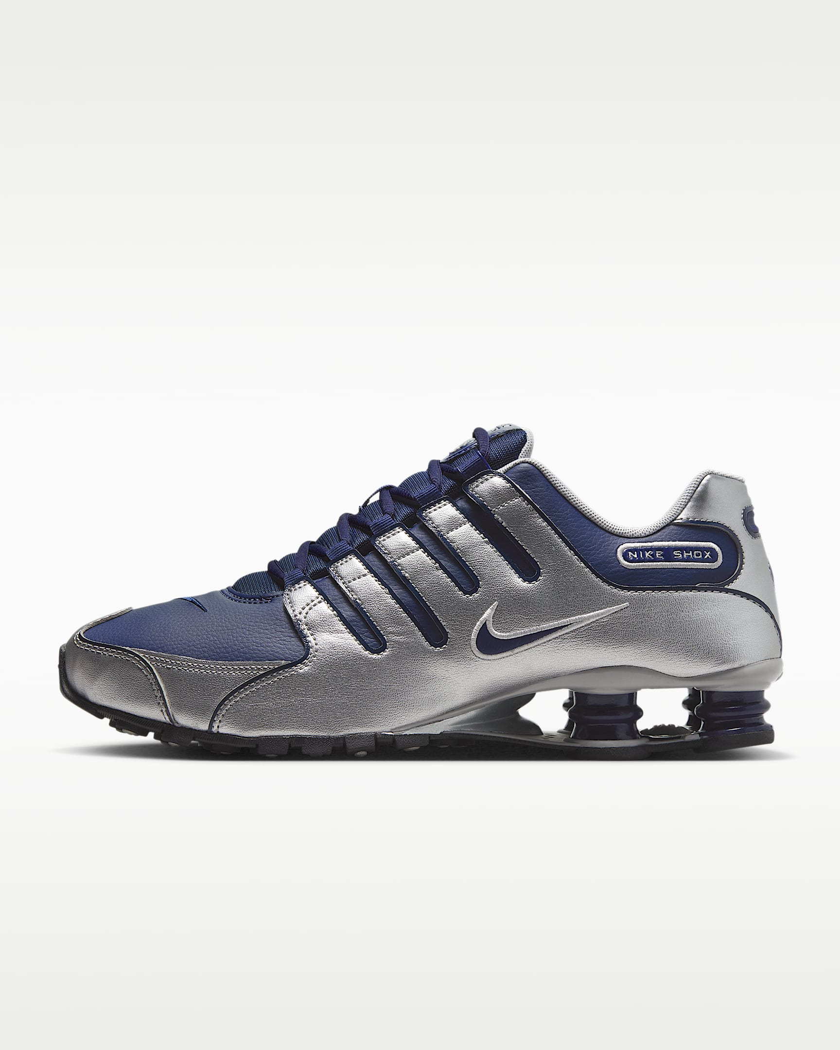 Nike Shox NZ 男子气柱运动鞋 - 深藏青/金属银/黑