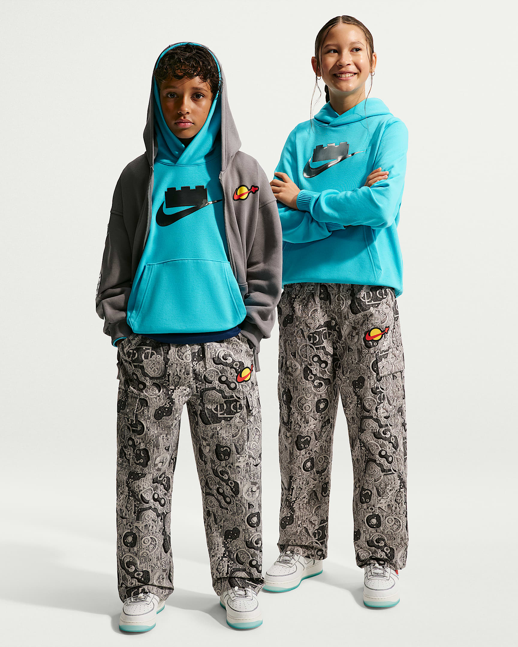 Nike Basketball x LEGO® Collection 大童工装长裤 - 烟灰/烟灰