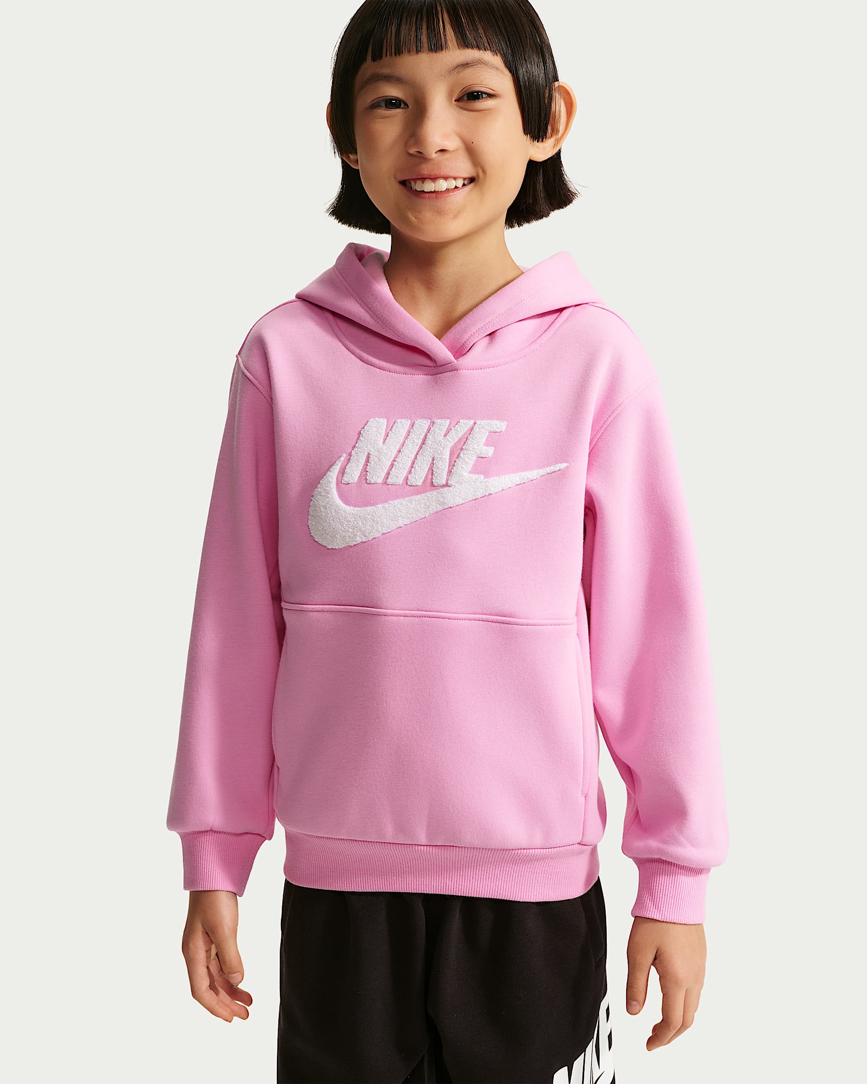 Nike Club 幼童加绒套头连帽衫 - 上升粉