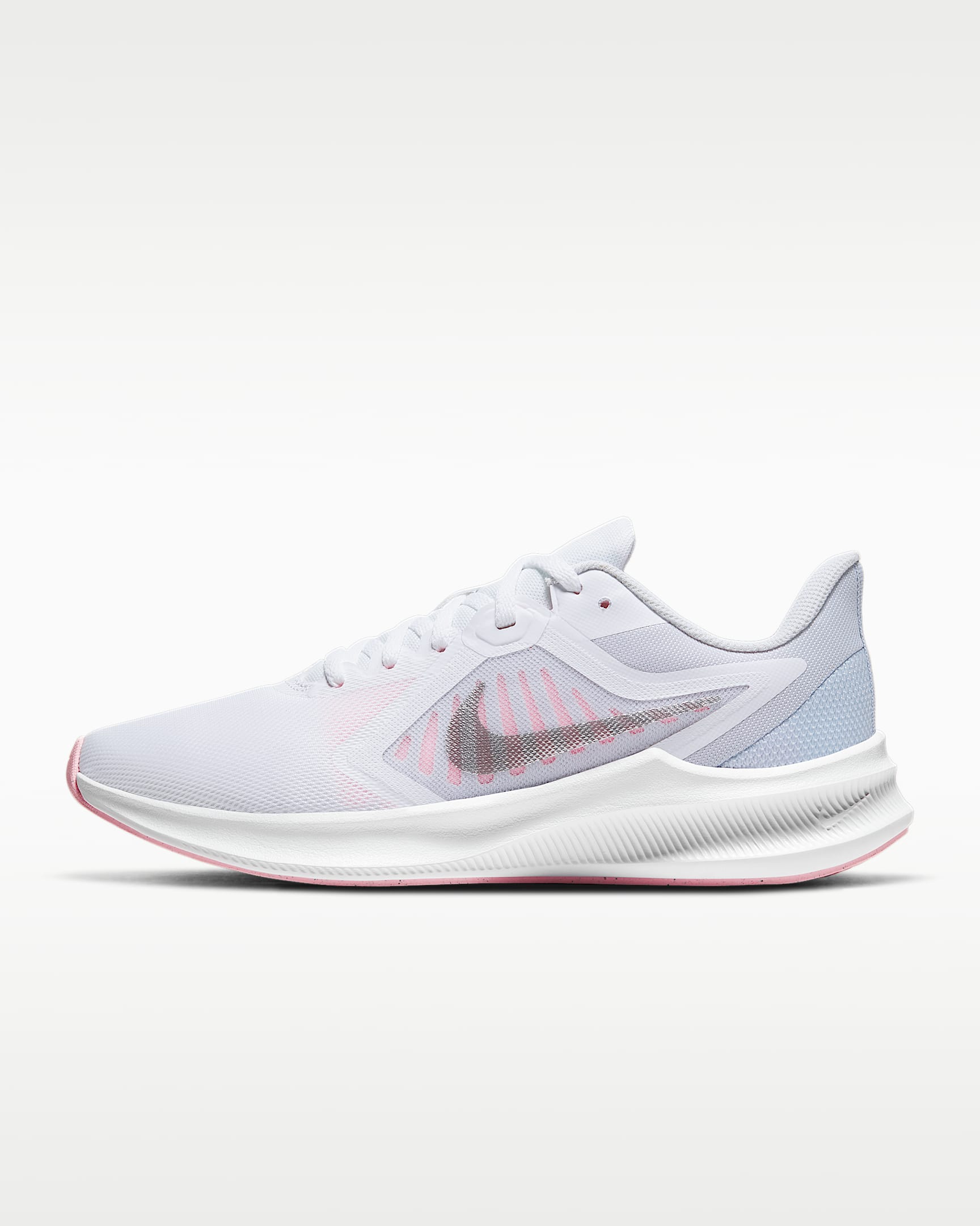 Nike Downshifter 10 女子跑步鞋 - 足球灰/白色/剔透白粉/金属银