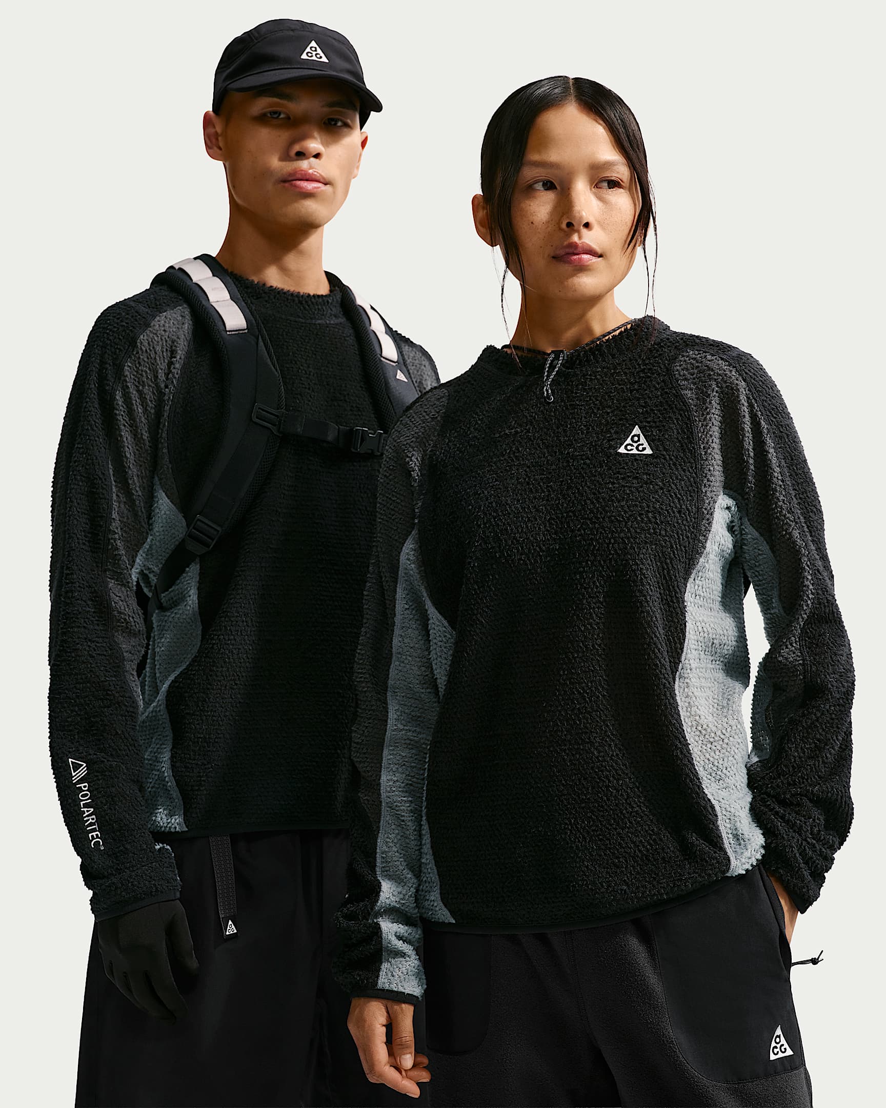 Nike ACG "Wolf Lichen" 男子加绒圆领上衣 - 黑/煤黑/冷灰/山峰白