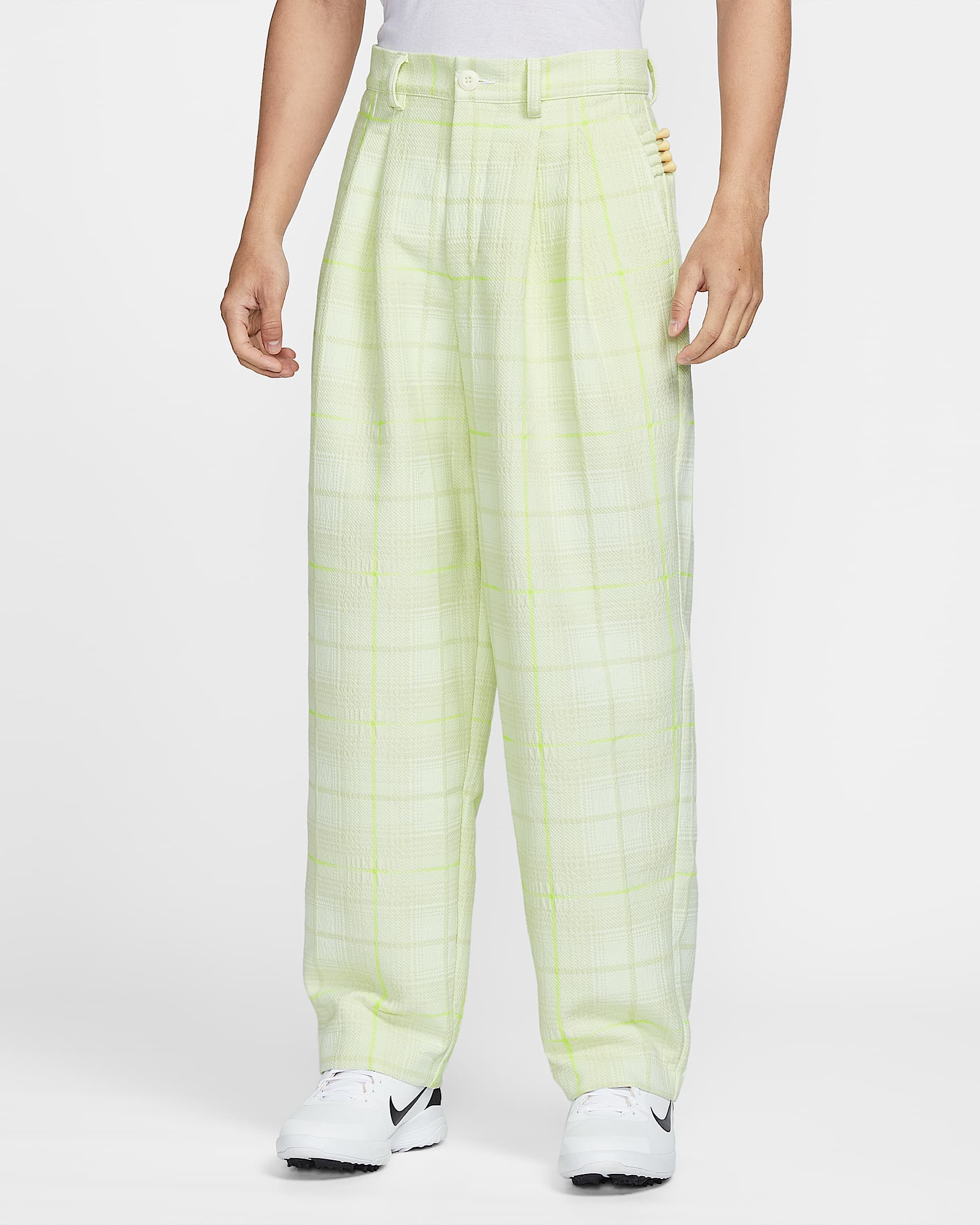 Nike Tartan 男子宽松高尔夫长裤 - 帆白/黑
