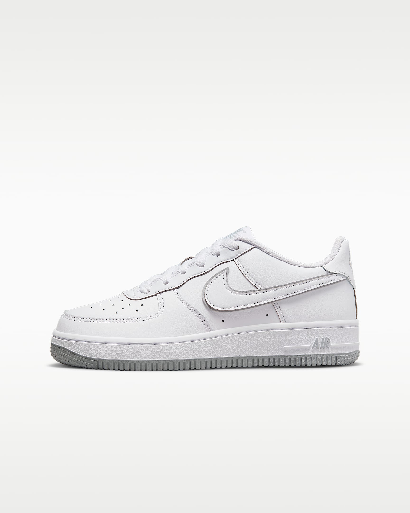 Nike Air Force 1 大童空军一号运动鞋 - 白色/白色/狼灰
