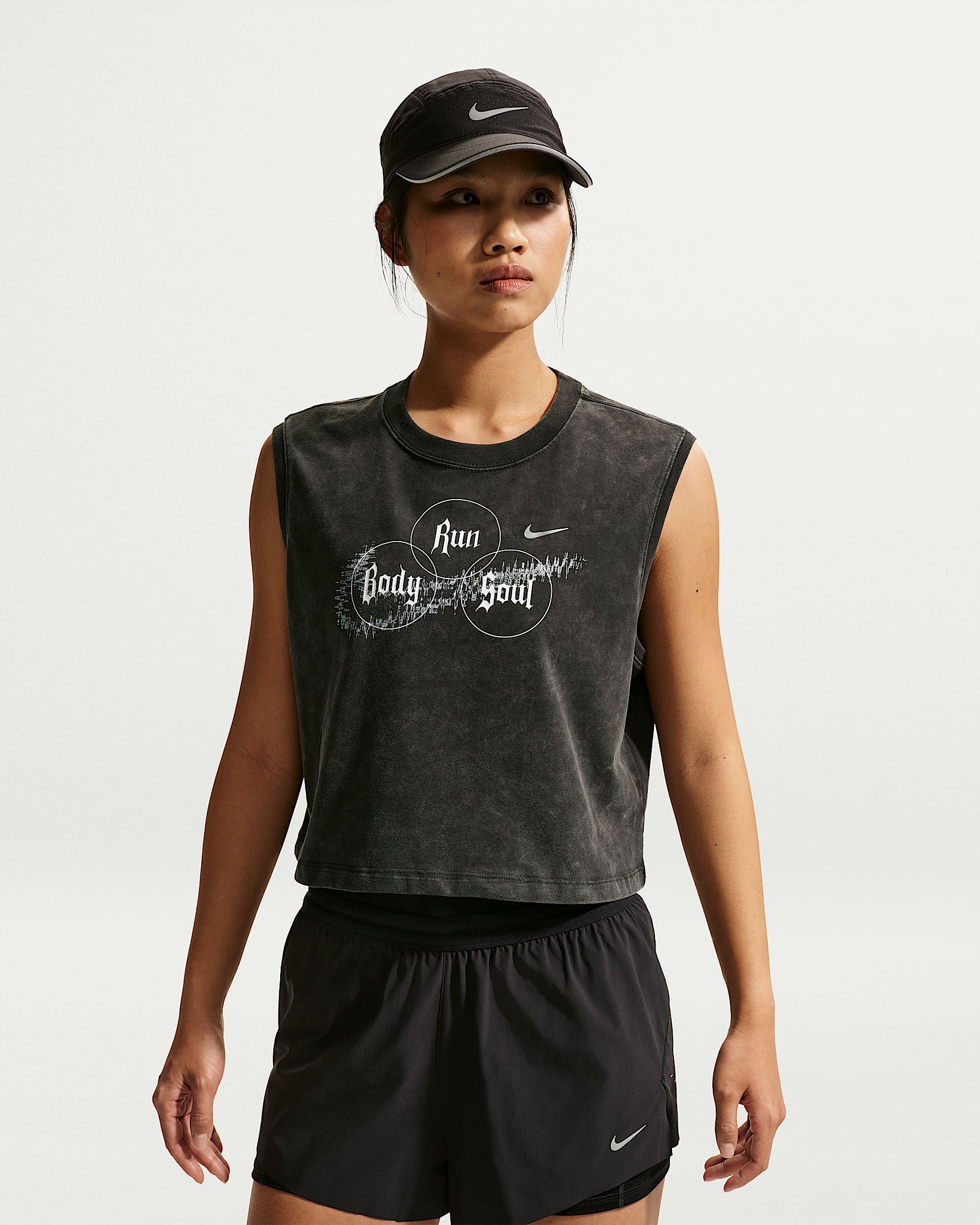 Nike Swift Dri-FIT 女子速干无袖跑步上衣 - 灰黑