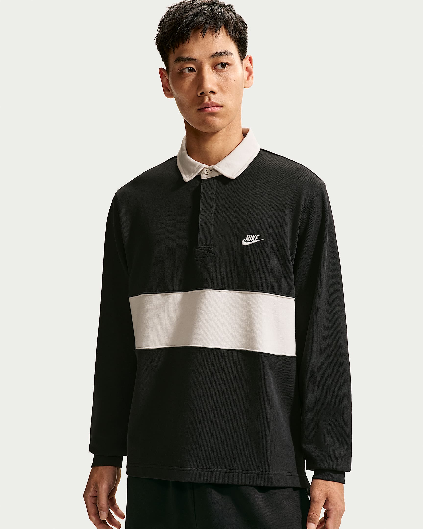 Nike Sportswear Club 男子长袖橄榄球上衣 - 黑/幻影灰白/幻影灰白/幻影灰白