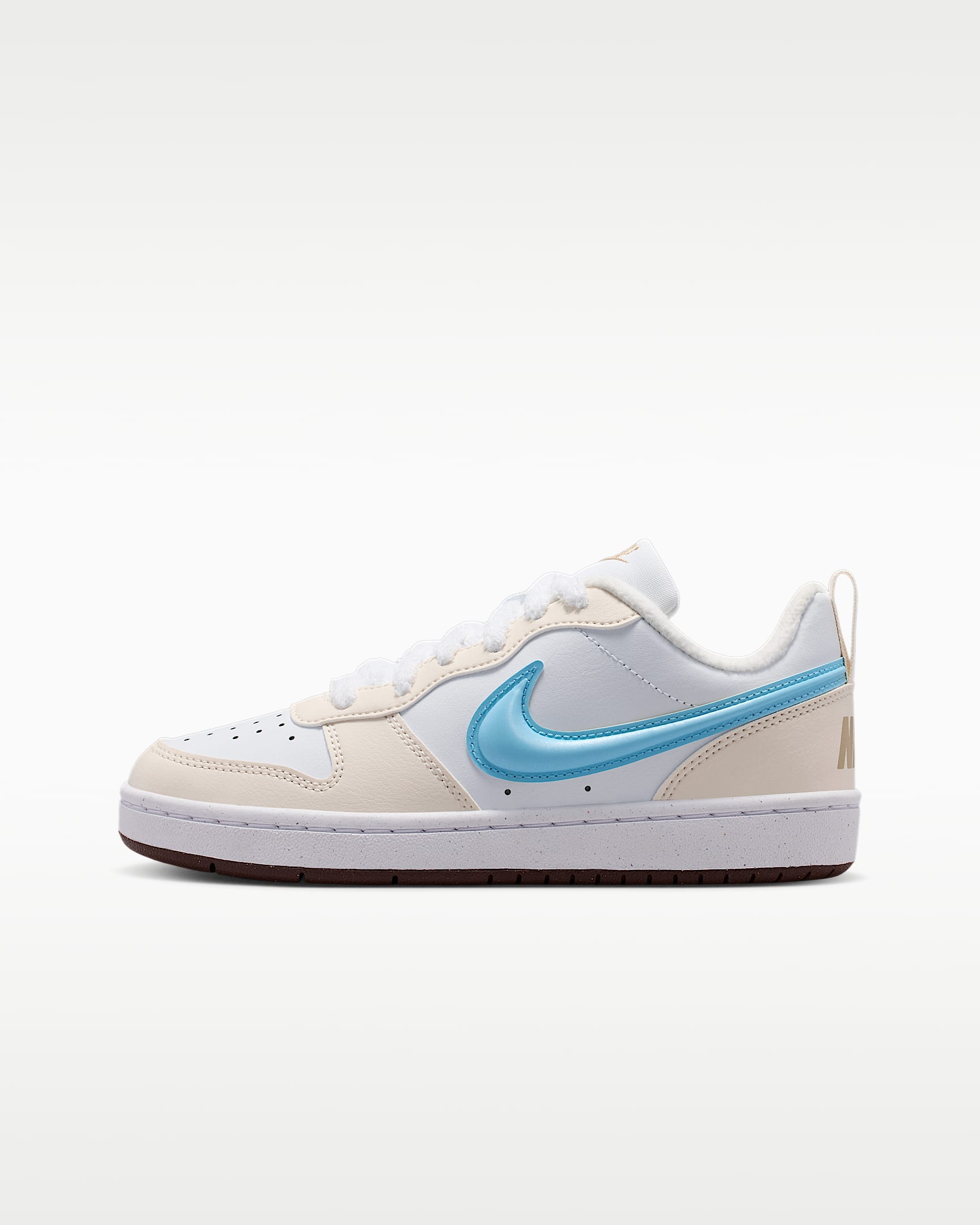 Nike Court Borough Low 耐克酷菠萝大童运动鞋 - 白色/白色/亚麻/足球蓝