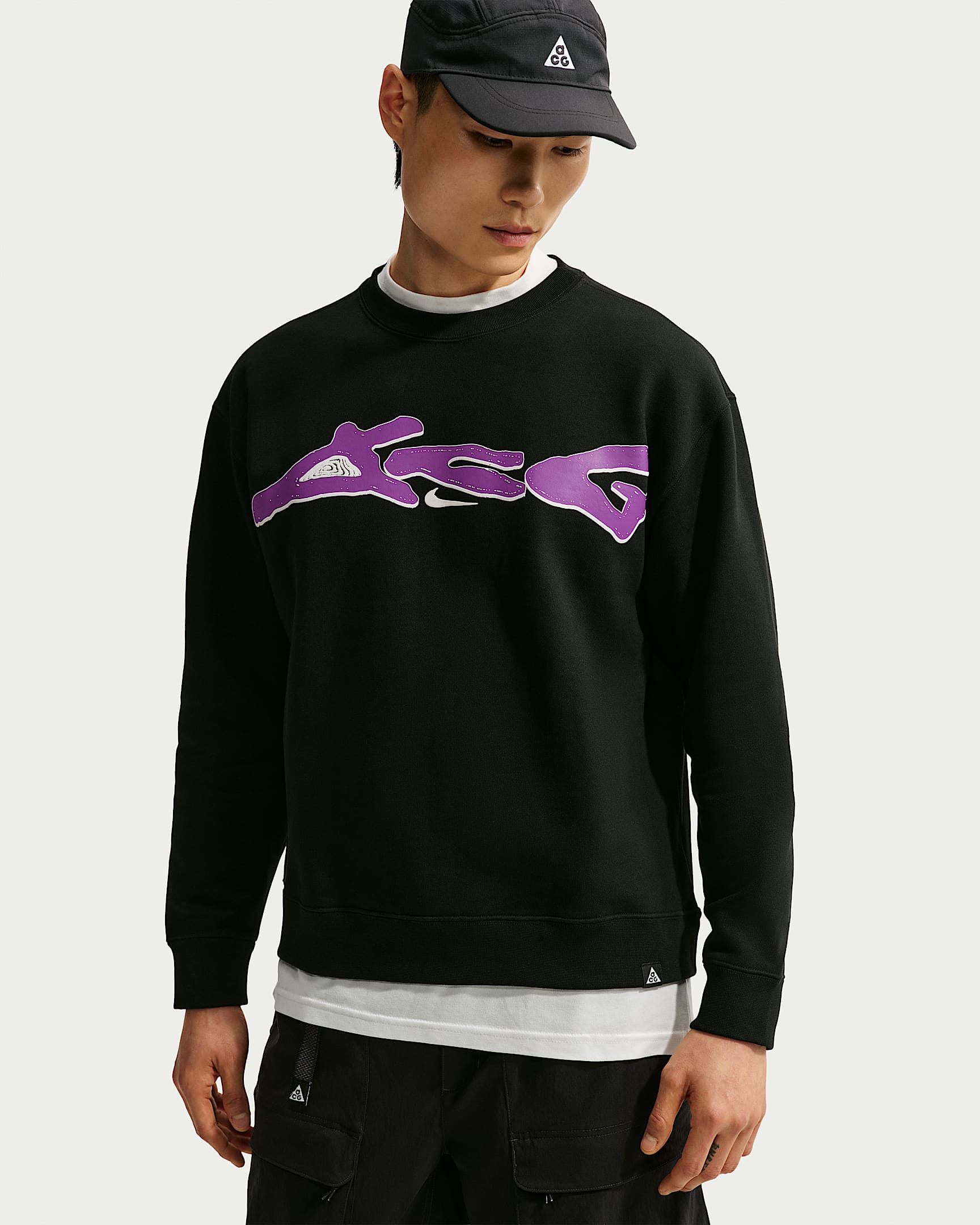 ACG Tuff Fleece Therma-FIT 男子拒水加绒圆领运动衫 - 黑/山峰白