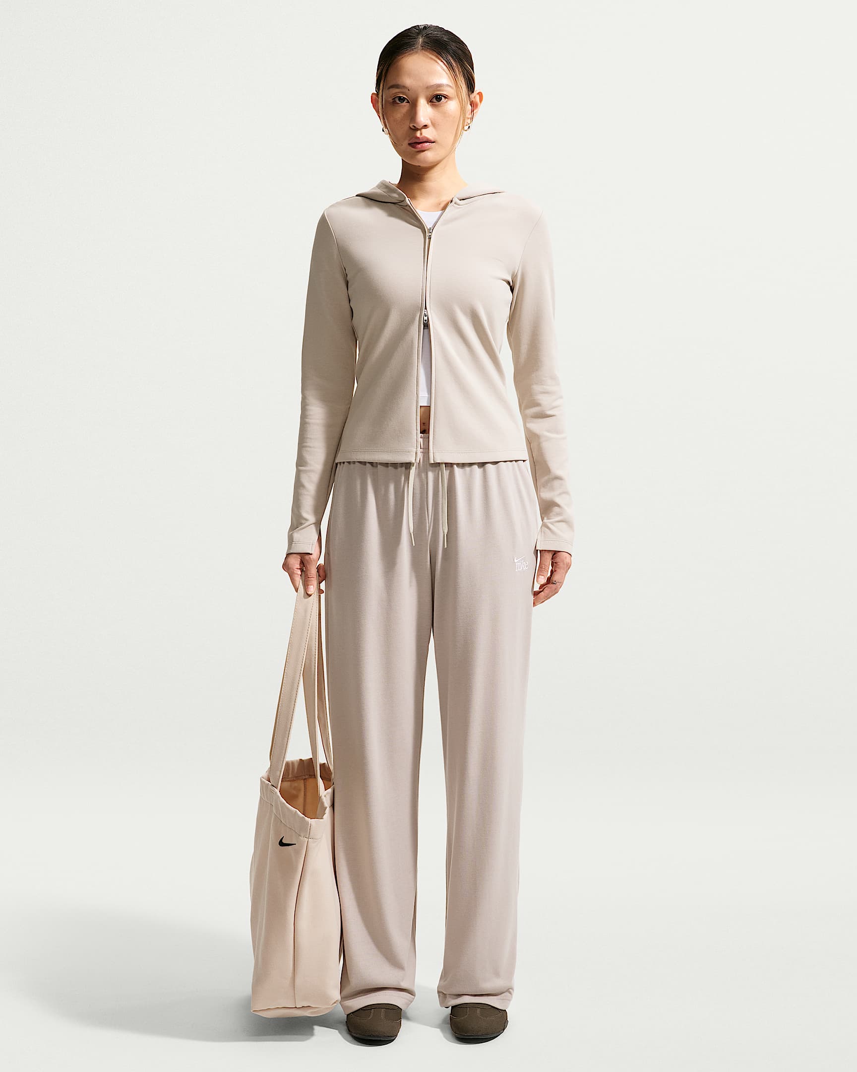 Nike Sportswear Chill Knit 女子中腰直筒长裤 - 奶白 II/白色