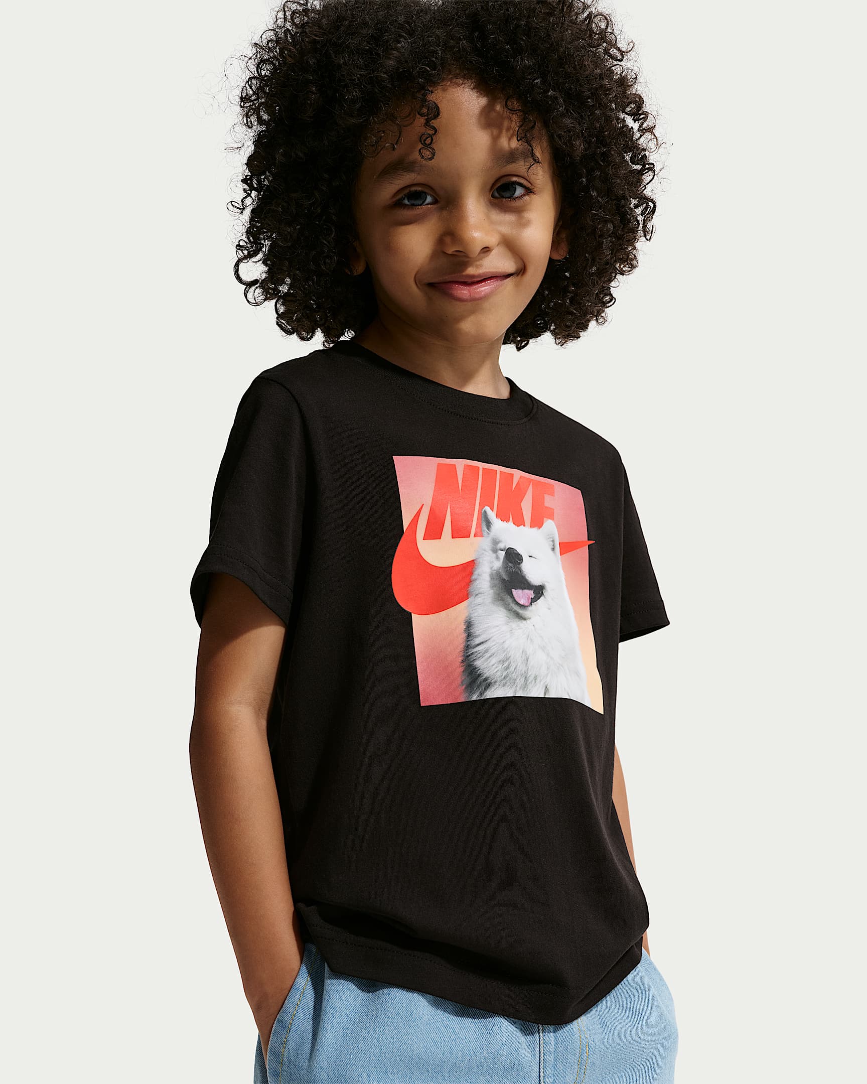 Nike Happy Dog 幼童T恤 - 黑