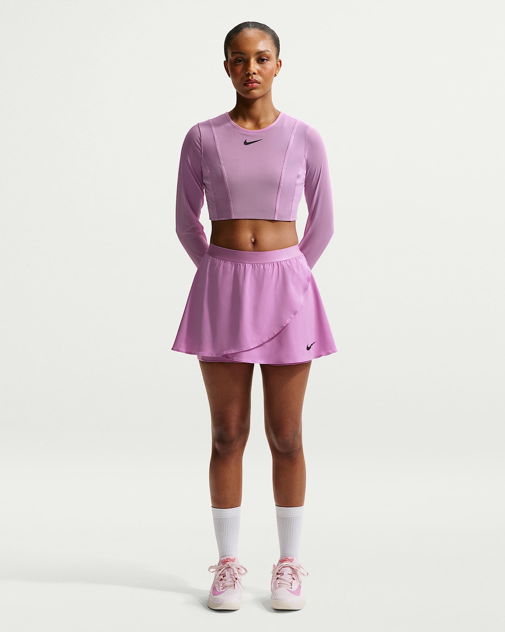 NikeCourt Slam Dri-FIT 女子速干网球半身裙 - 浅品红/浅品红/黑