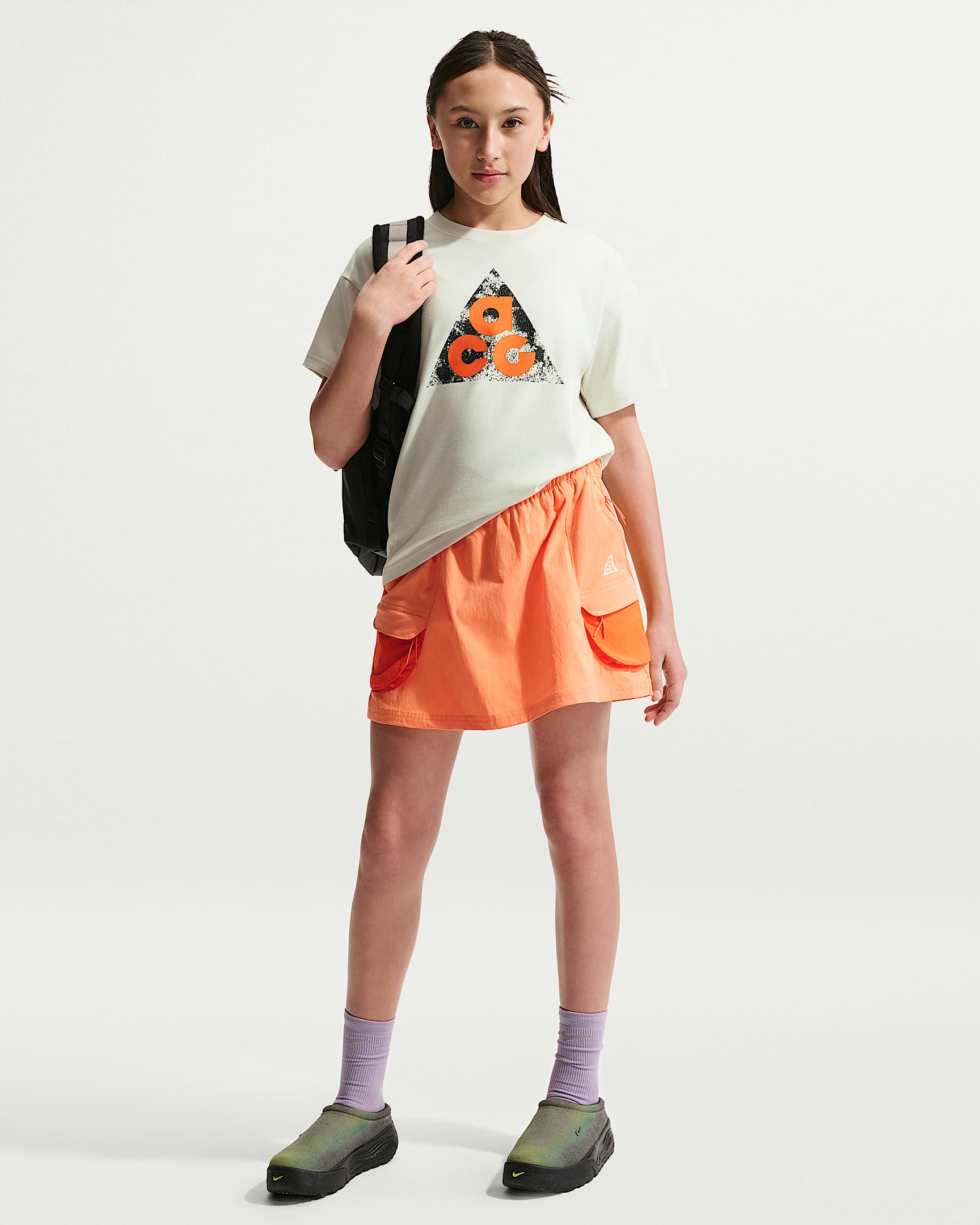 Nike ACG 大童（女孩）裤裙 - 马拉喀什橙/安全橙/马拉喀什橙/山峰白