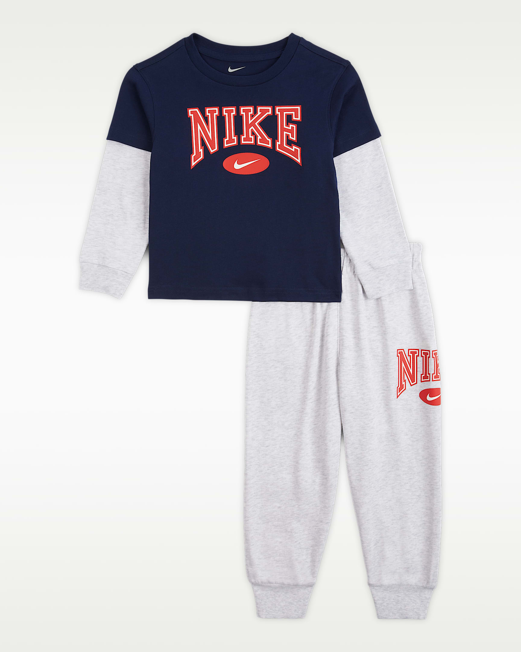 Nike Essentials 婴童长袖T恤和长裤套装 - 调色桦树色