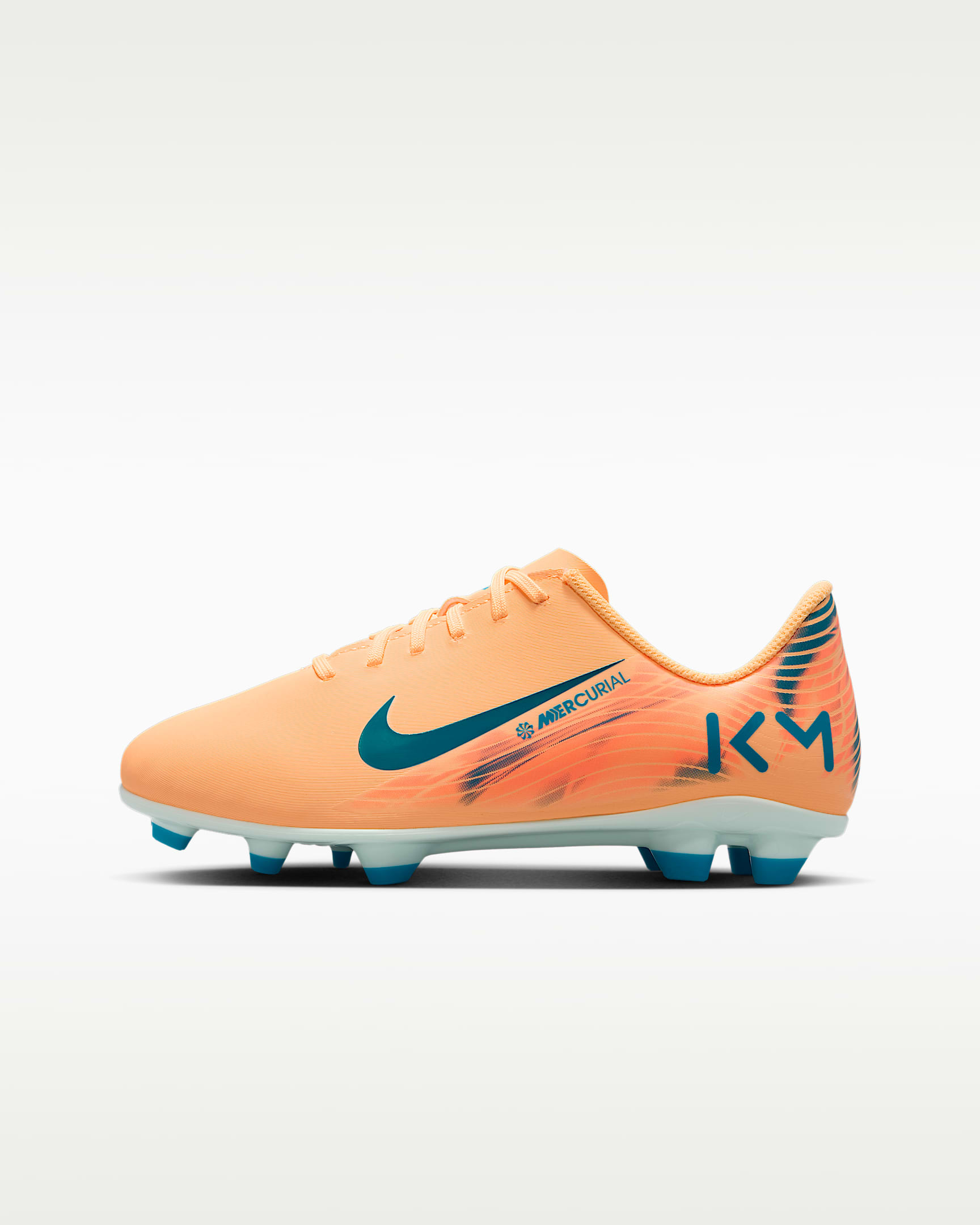Nike Jr. Mercurial Vapor 16 Club "Kylian Mbappé" 耐克刺客系列大童多种场地足球童鞋 - 浅甜瓜橙/伊格鲁蓝/孔雀蓝
