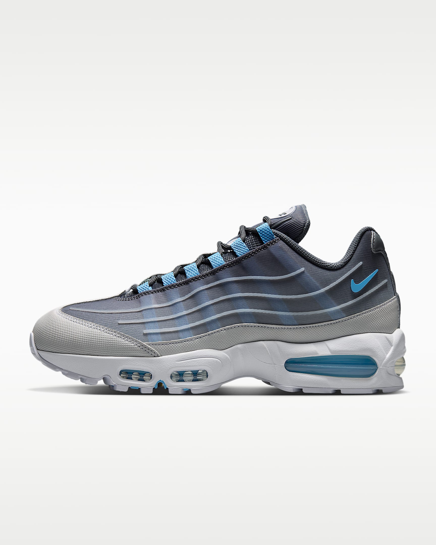Nike Air Max 95 Big Bubble 男子运动鞋 - 烟灰/白色/黑/足球蓝