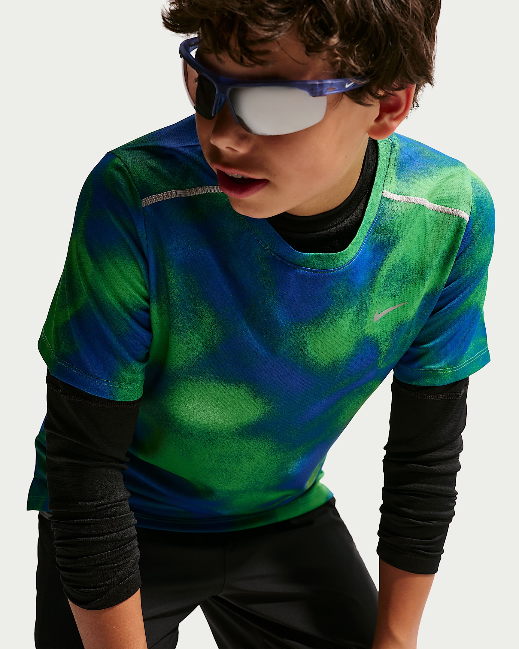 Nike Miler Dri-FIT 大童速干短袖跑步上衣 - 游戏宝蓝/游戏宝蓝