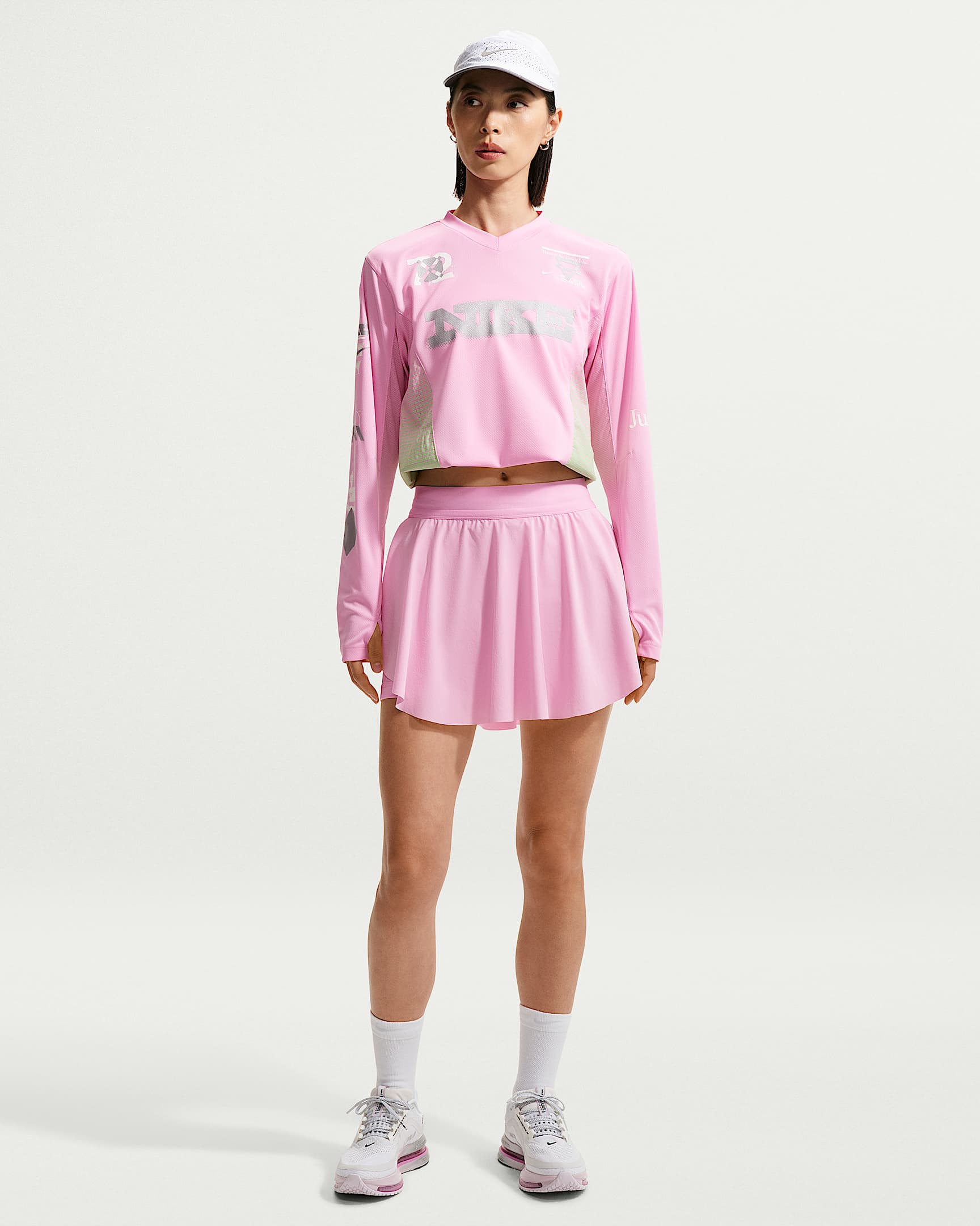 Nike Swift Dri-FIT 女子速干跑步裤裙 - 上升粉/黑/梦幻绿