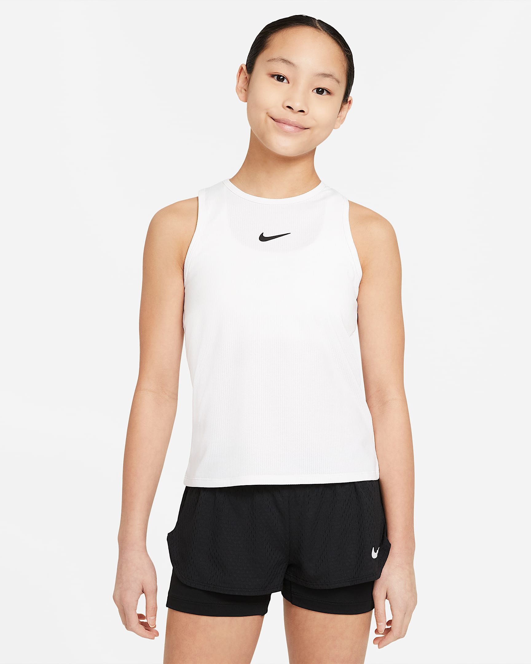 Nike Victory Dri-FIT 大童(女孩)速干网球背心 - 白色/白色/黑