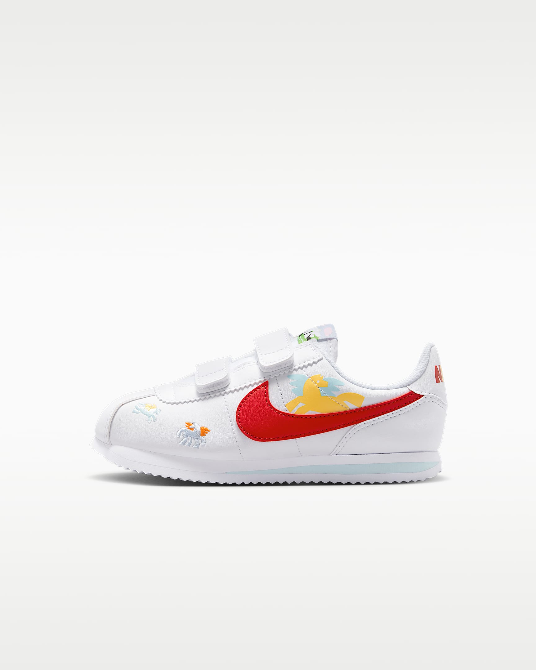 Nike Cortez 马年限定脱缰系列新年款幼童运动鞋 - 白色/白色/典雅托帕石色/大学红