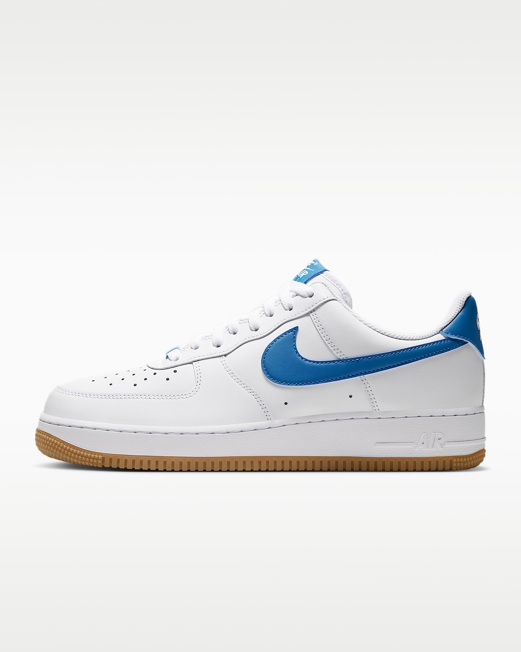 Nike Air Force 1 '07 男子空军一号运动鞋 - 白色/橡皮浅褐/极光蓝