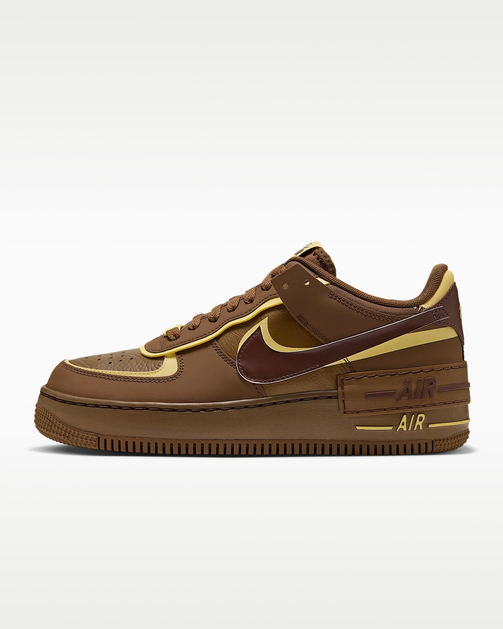 Nike Air Force 1 Shadow 女子空军一号运动鞋 - 苔木棕色/苔木棕色/柔黄/浅巧克力色