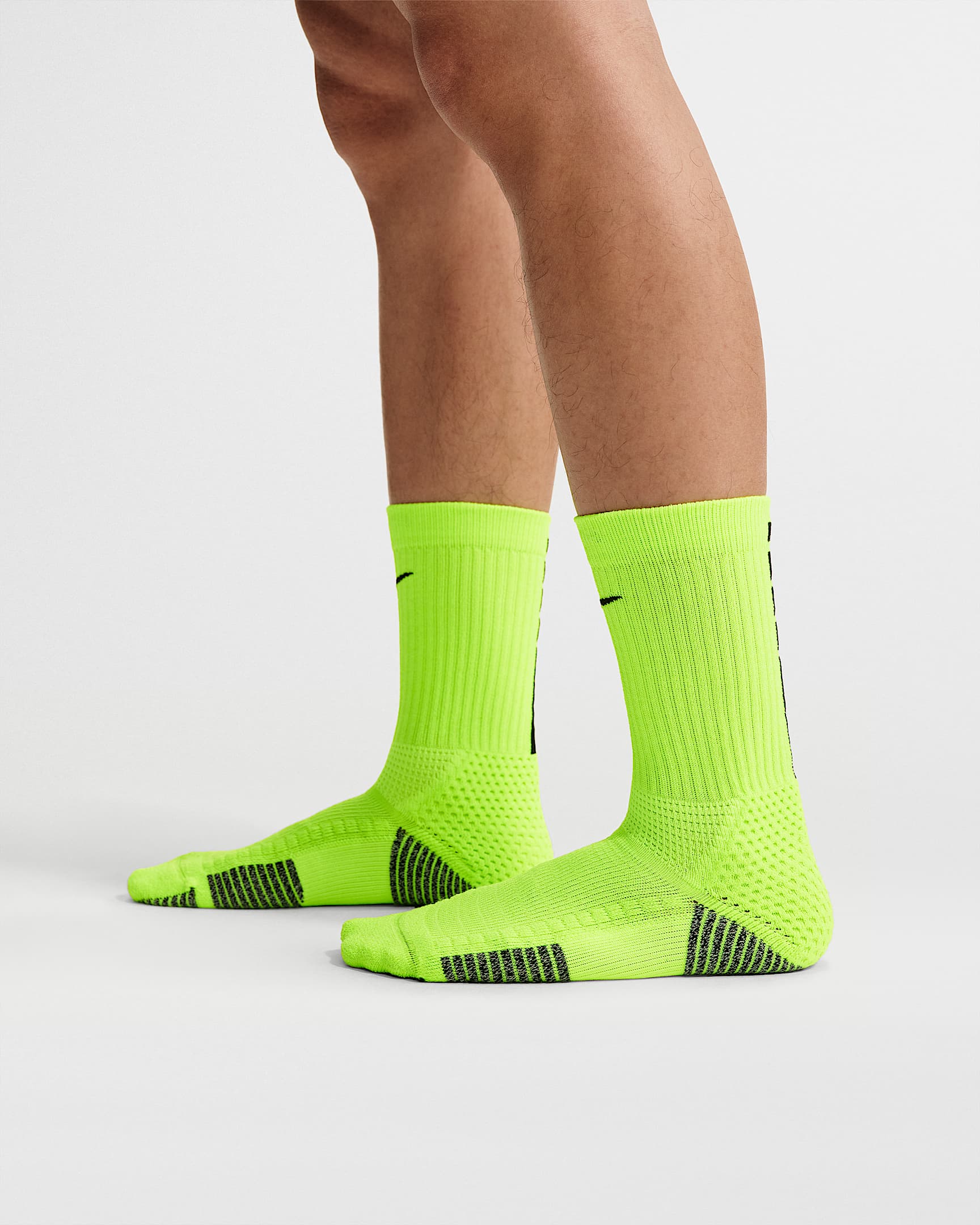 Nike Elite 2.0 舒适速干中筒运动袜(1 双) - 荧光黄/浅烟灰/黑