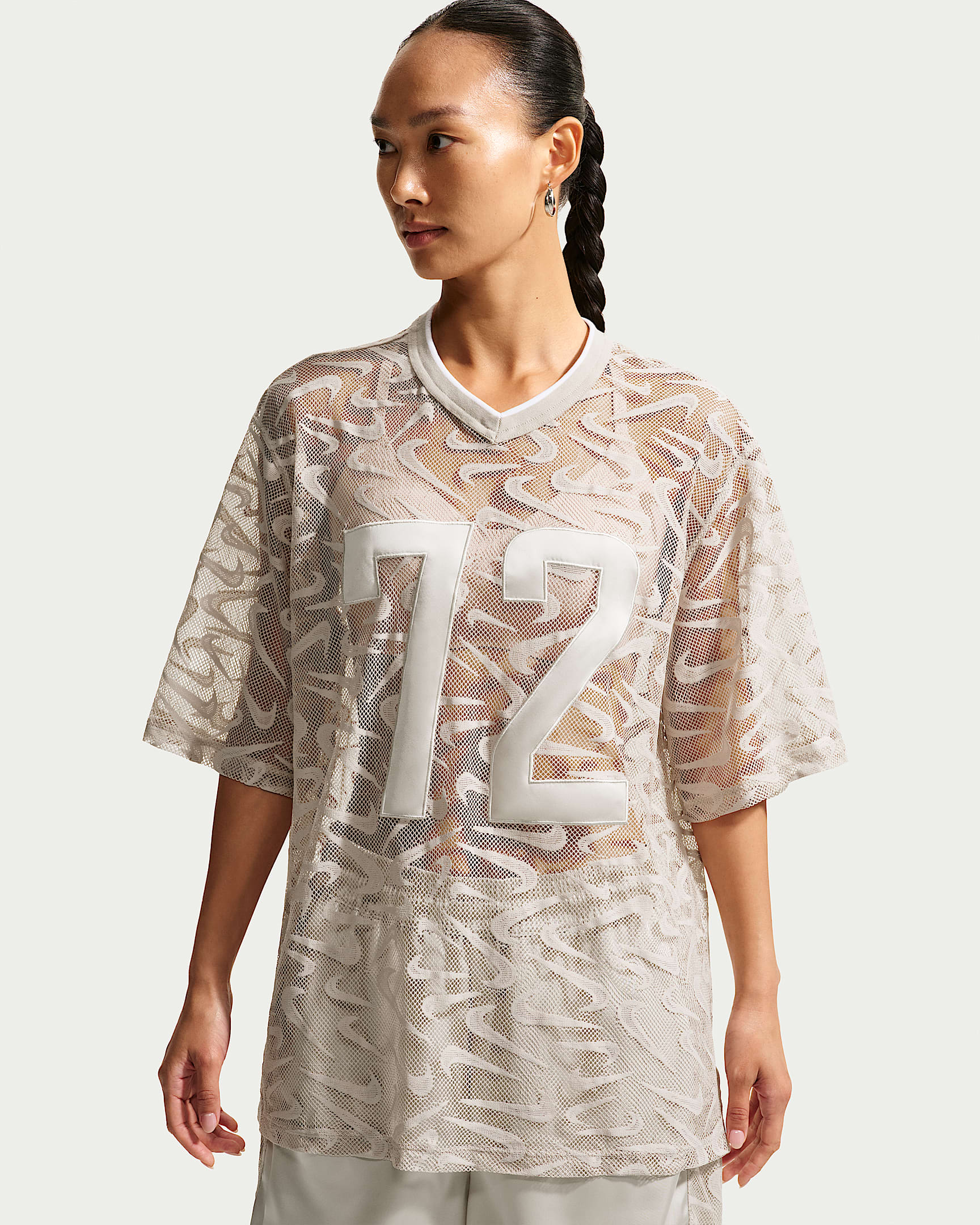 Nike Sportswear Chill Lace 女子 Oversize 风蕾丝短袖球衣 - 奶白 II/浅骨色/白色