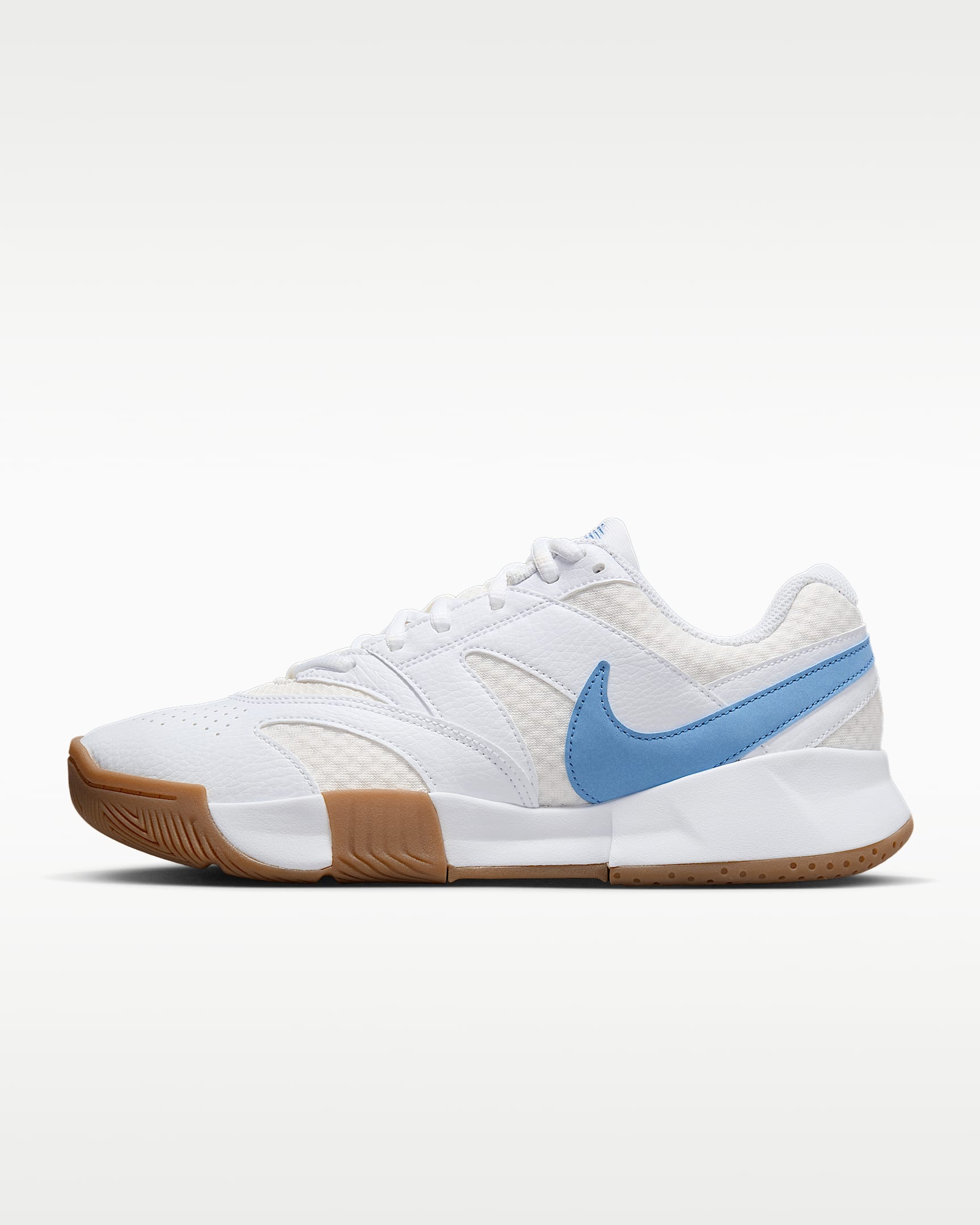 NikeCourt Lite 4 女子硬地球场网球鞋 - 白色/帆白/橡皮浅褐/浅蓝