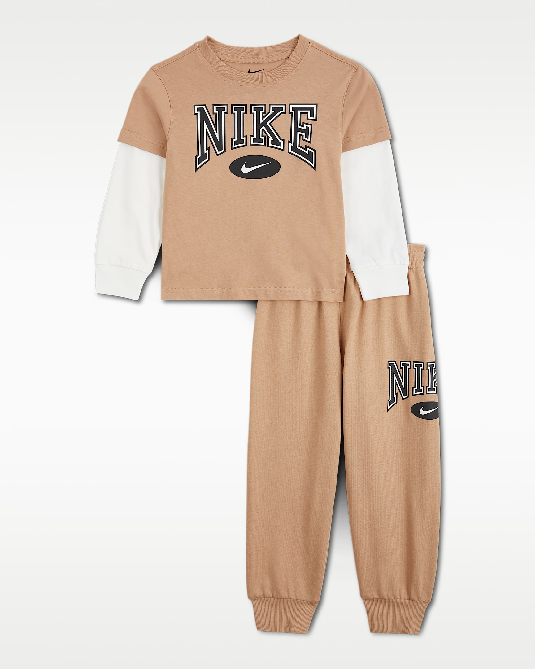 Nike Essentials 幼童长袖T恤和长裤套装 - 麻黄