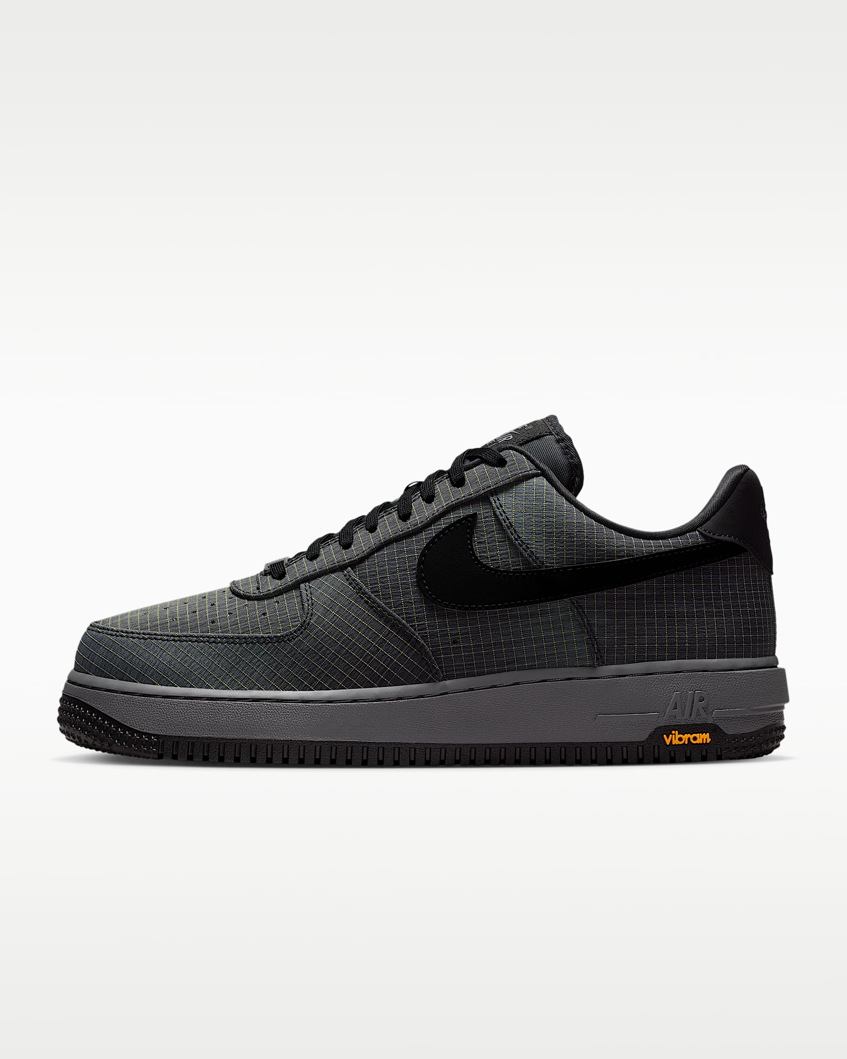 Nike Air Force 1 '07 LX Vibram 男子空军一号运动鞋 - 笔尖灰黑色/灰黑/速度黄/黑