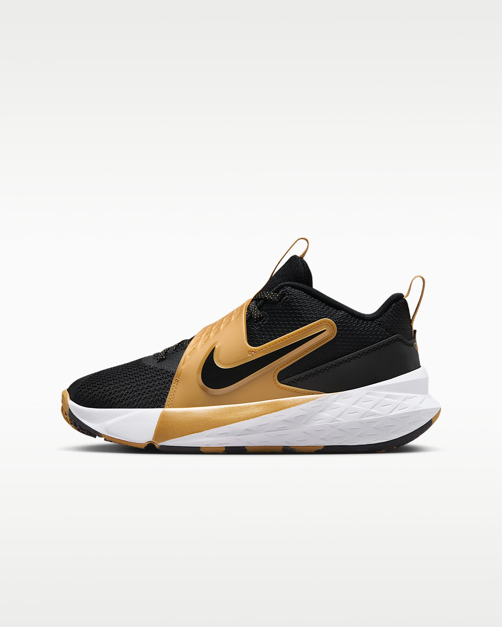 Nike Team Hustle D 12 大童篮球鞋 - 黑/金属色/白色/黑