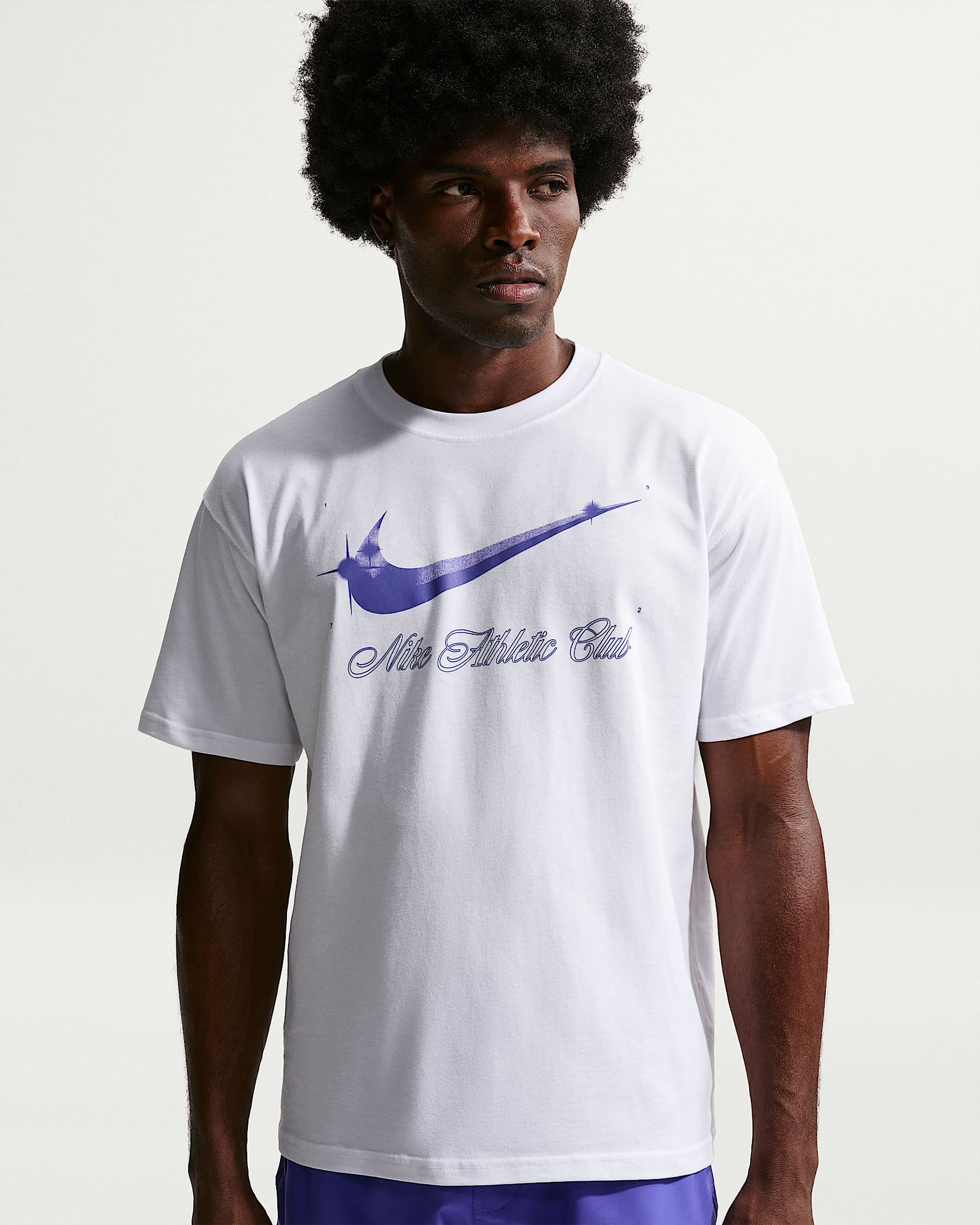 Nike N.A.C. 男子T恤 - 白色/波斯紫